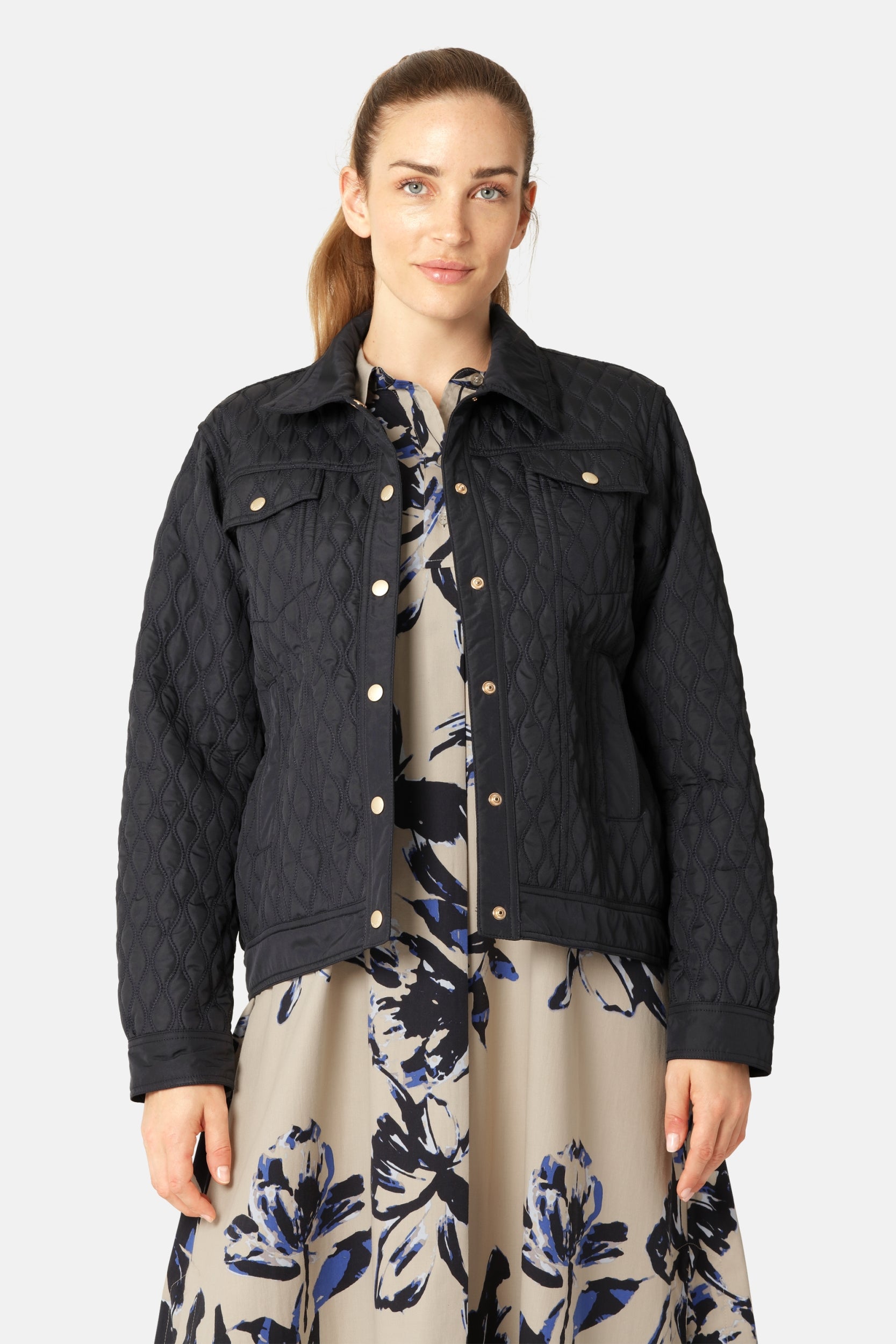 Gewatteerde Jas ALLY03 | Dark Indigo | Jacket | Ilse Jacobsen