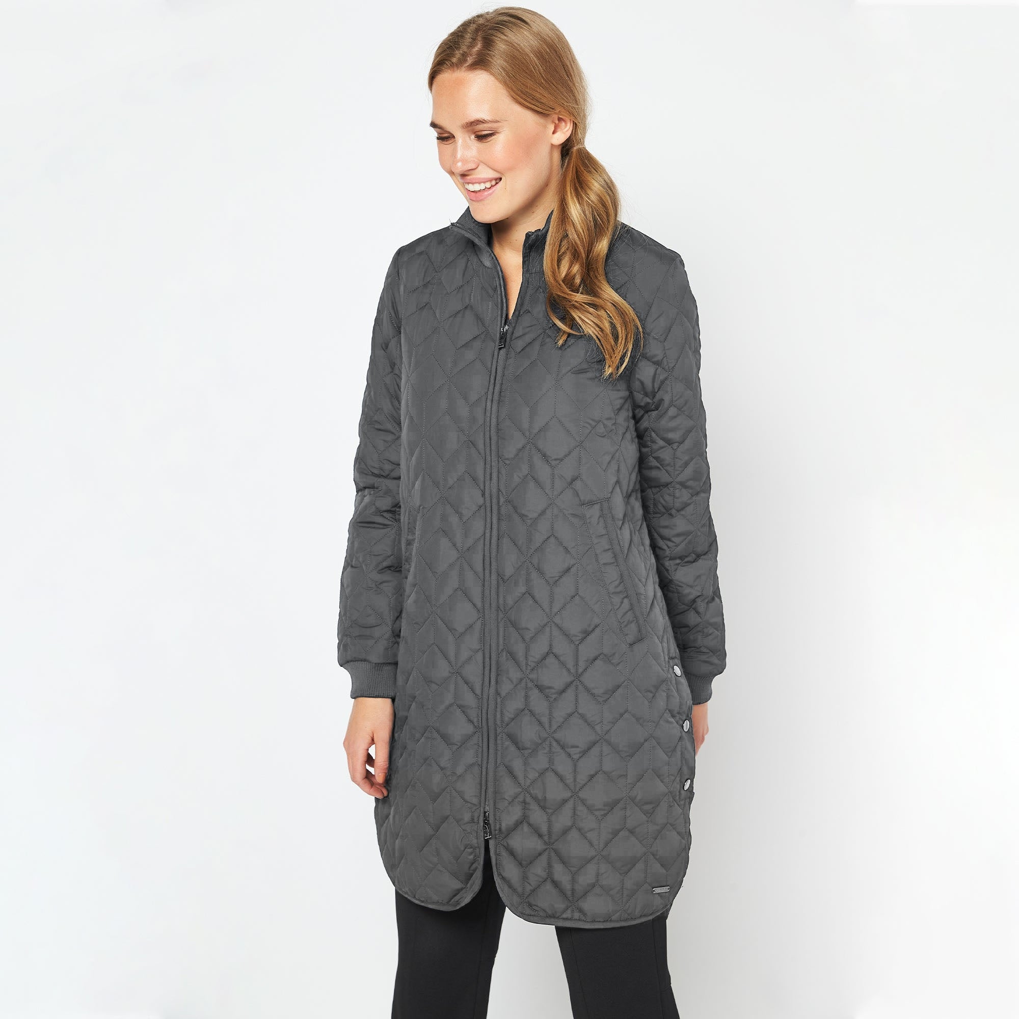 Gewatteerde jas ART06 | Dark Shadow | Coat | Ilse Jacobsen