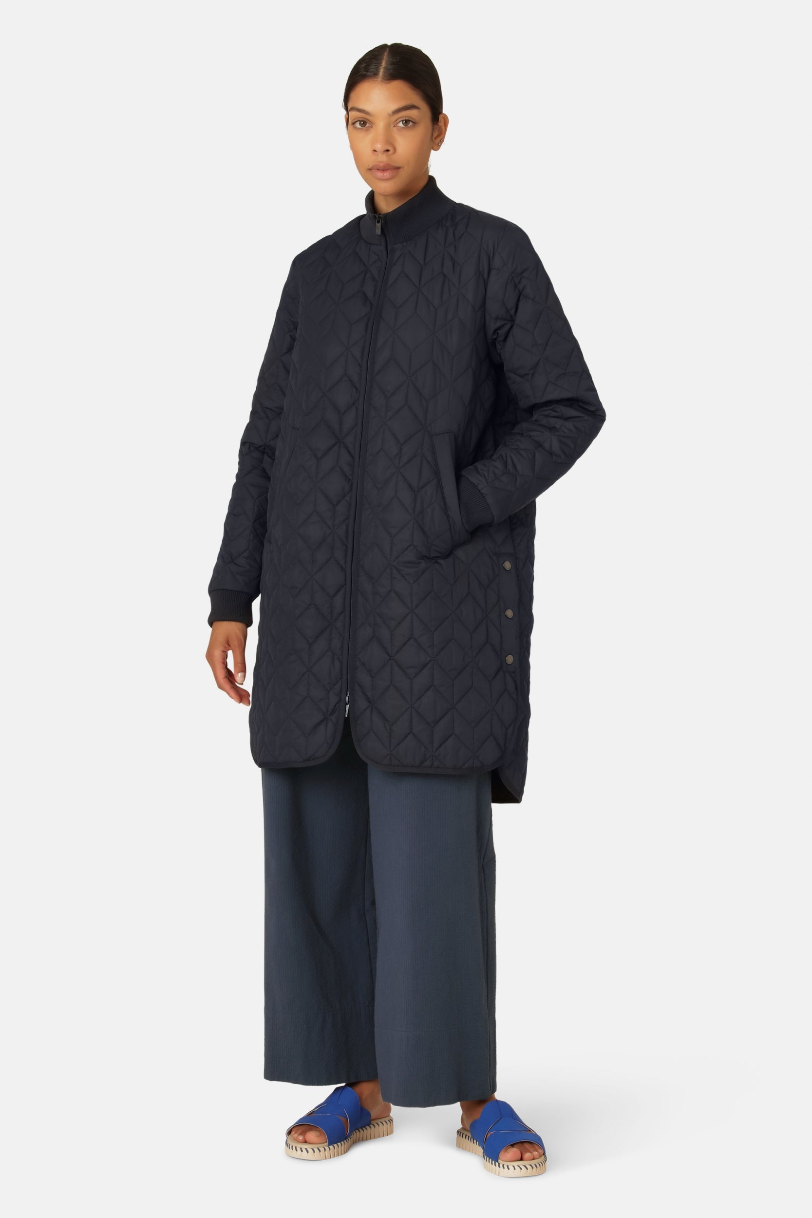Gewatteerde jas ART06 | Dark Indigo | Coat | Ilse Jacobsen