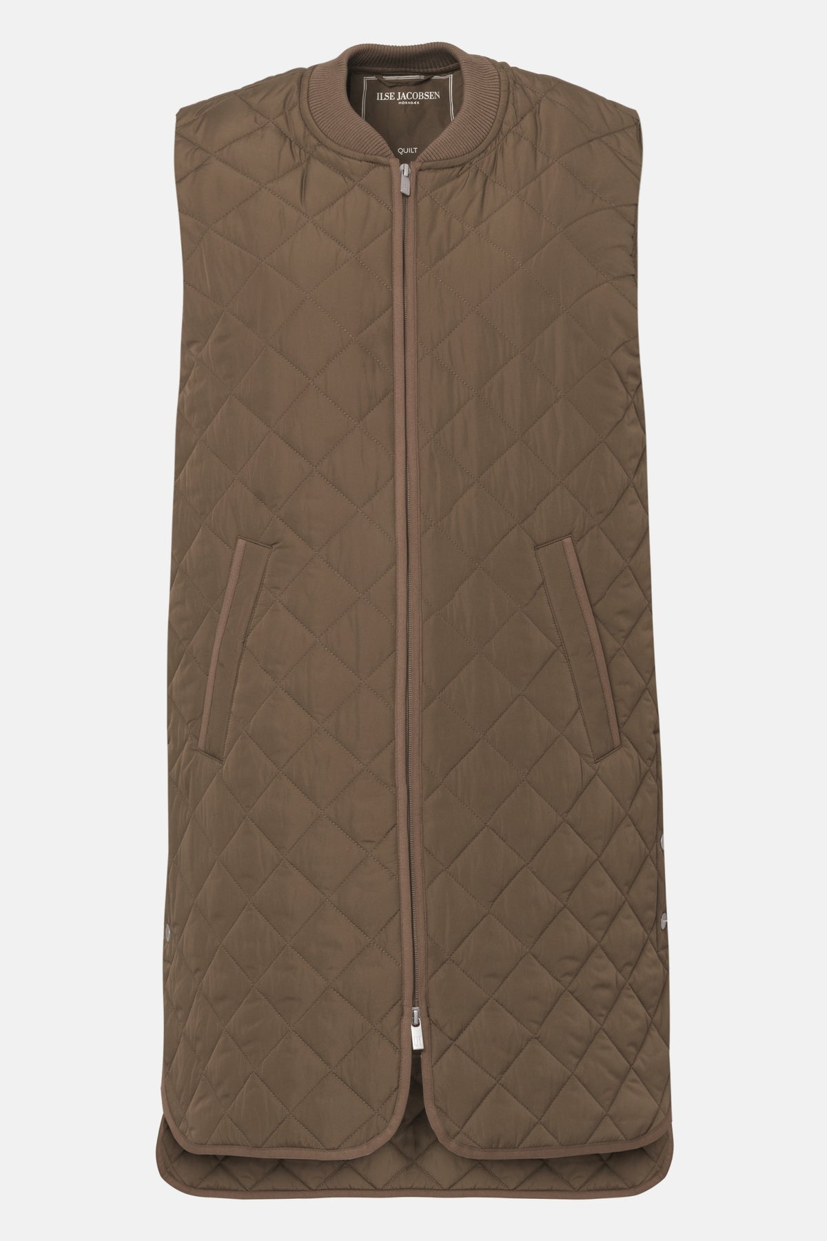 Lange gewatteerde bodywarmer ART25 | Mud | Jacket | Ilse Jacobsen
