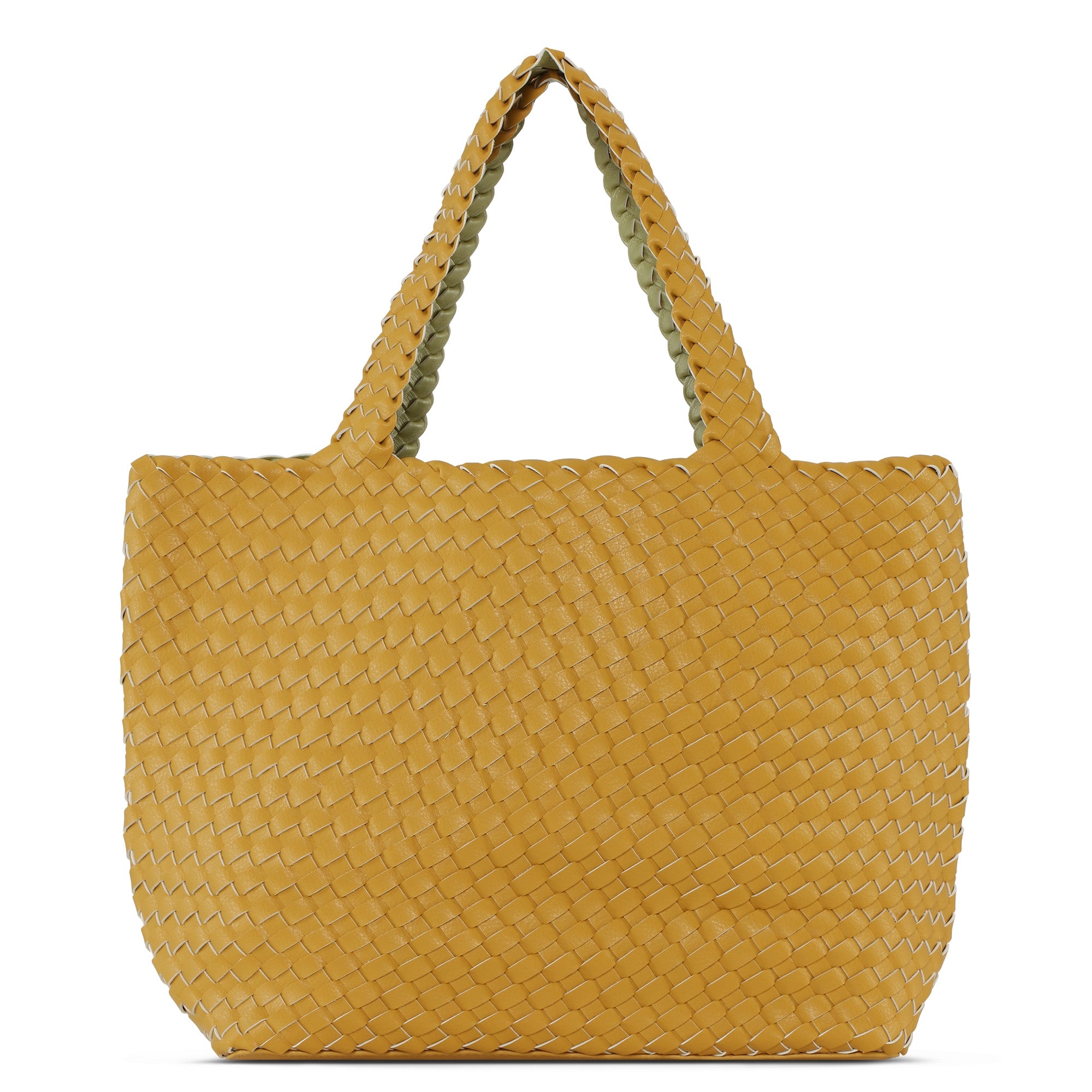 Reversible Tote bag BAG08 M | Citronella Lime Green Metallic | Bag | Ilse Jacobsen