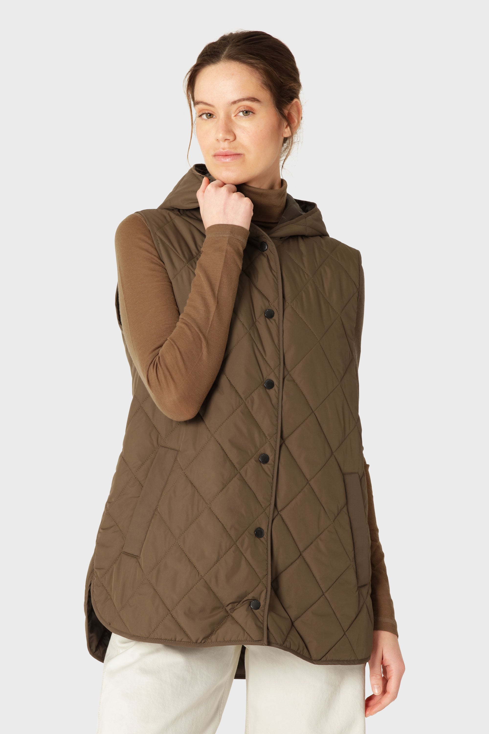 Lang Gewatteerd Vest BEAT02 | Nut | Vest | Ilse Jacobsen