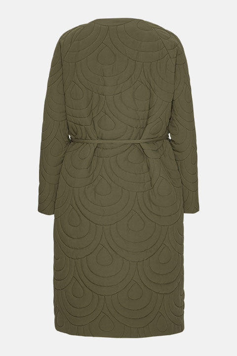 Lang Gewatteerde Jas BLOSSOM01 | Olive Night | Jacket | Ilse Jacobsen