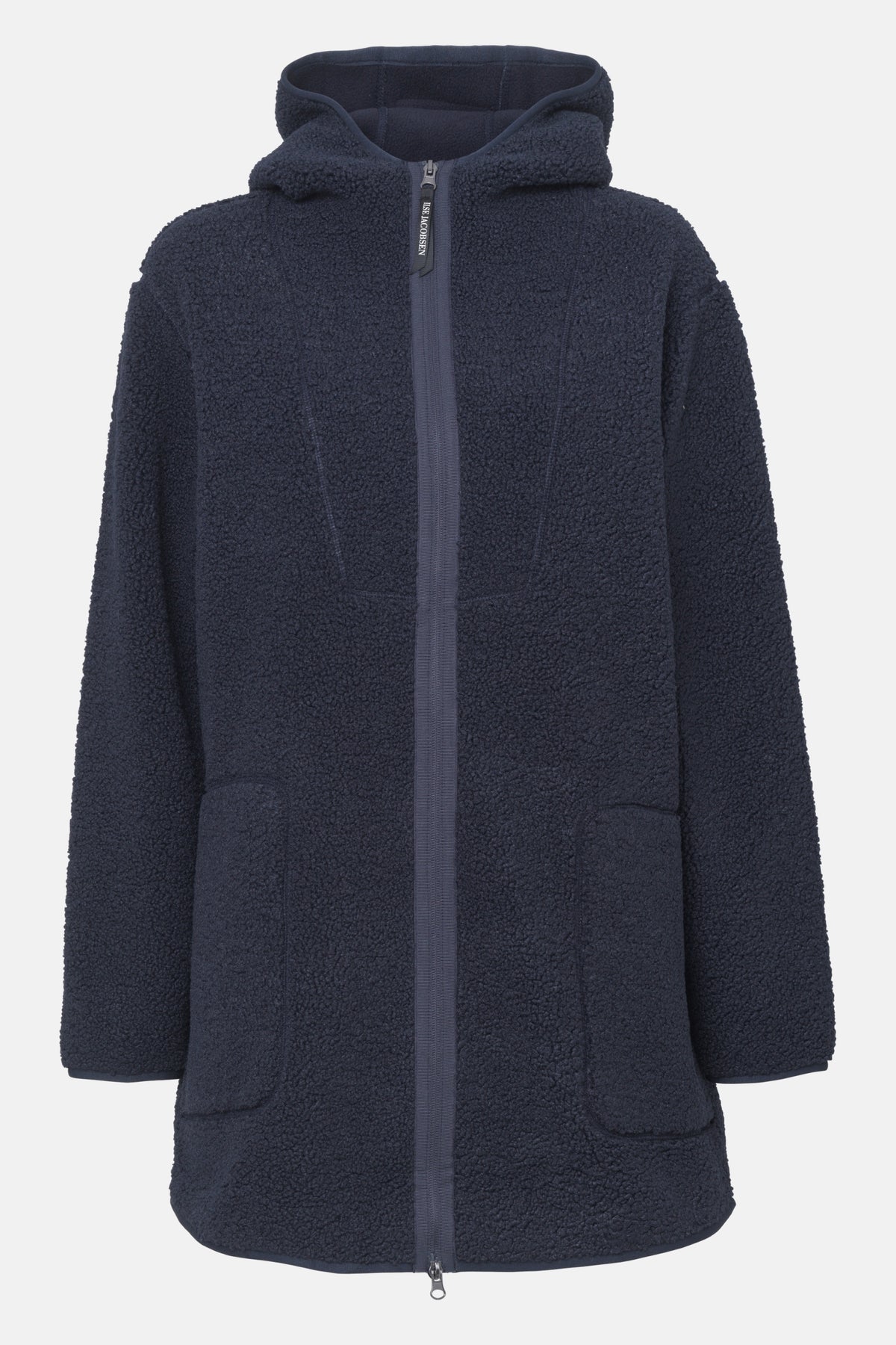 Teddy fleecejack met capuchon BONDEDPILE04 | Dark Indigo | Jacket | Ilse Jacobsen
