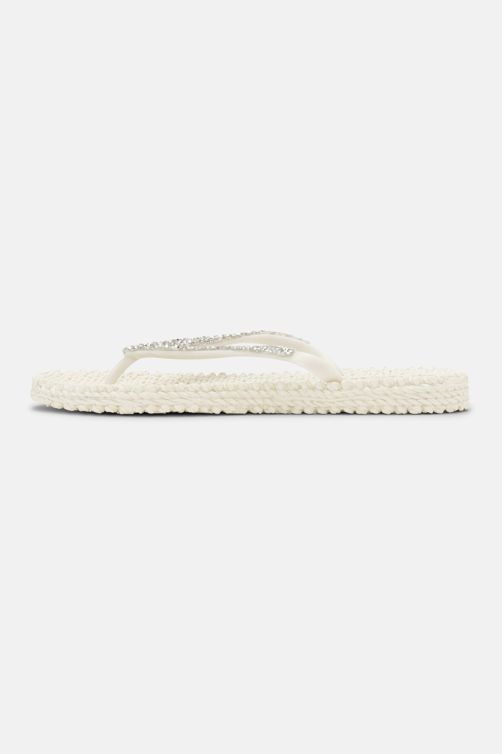 Slippers met zilveren mix strass steen CHEERFUL03G | Creme | Flip Flop | Ilse Jacobsen