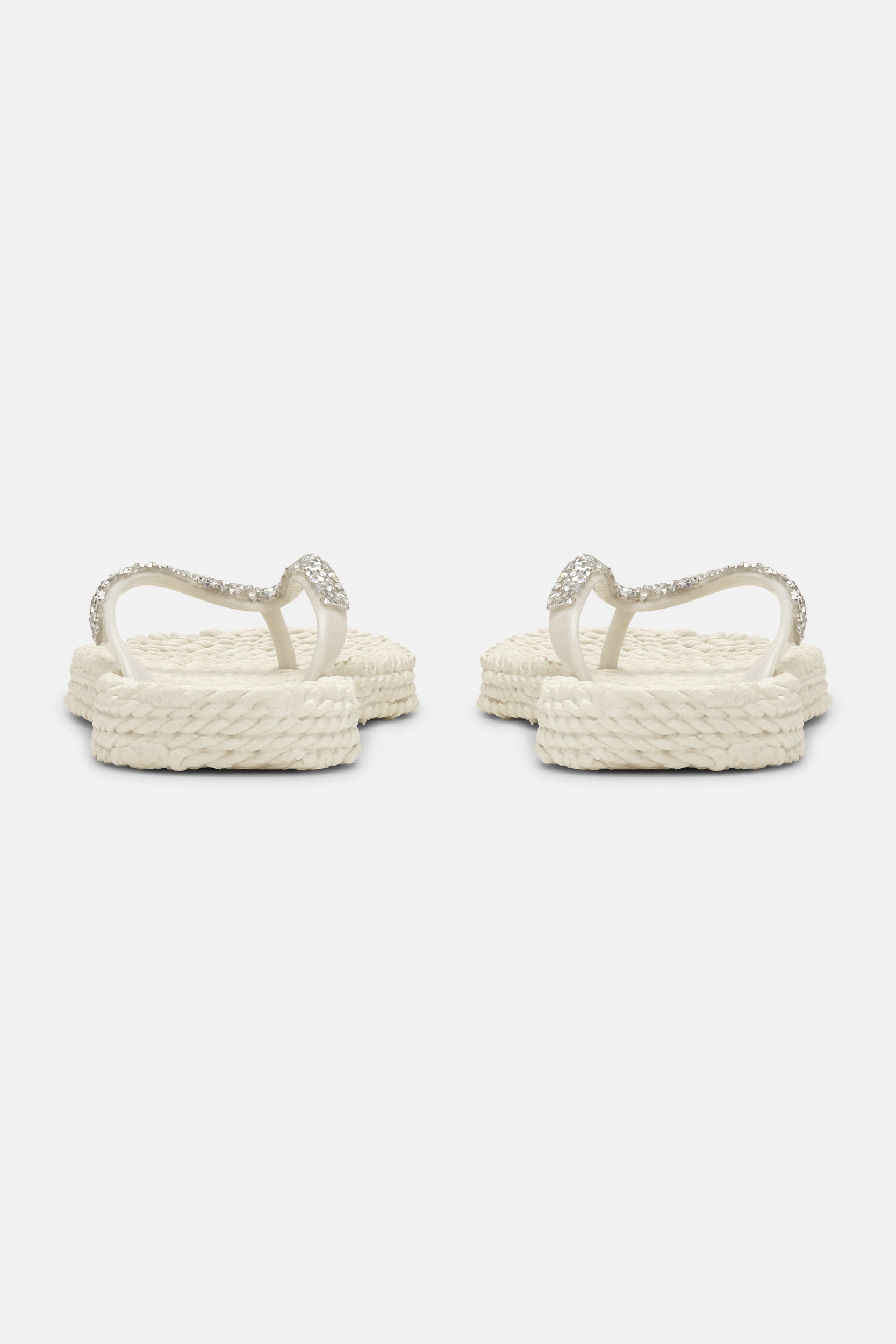Slippers met zilveren mix strass steen CHEERFUL03G | Creme | Flip Flop | Ilse Jacobsen