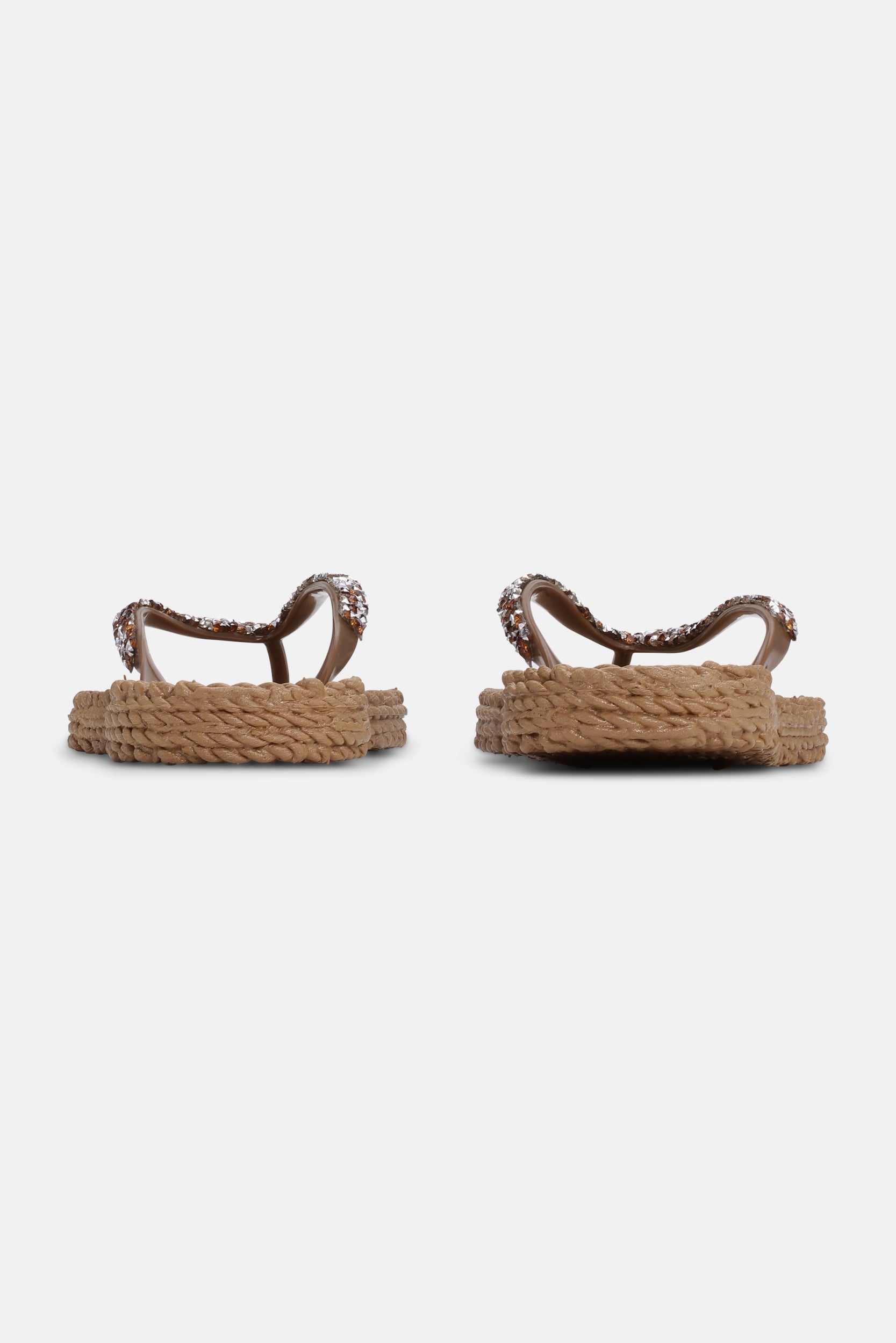 Slippers met zilveren mix strass steen CHEERFUL03G | Mocca | Flip Flop | Ilse Jacobsen