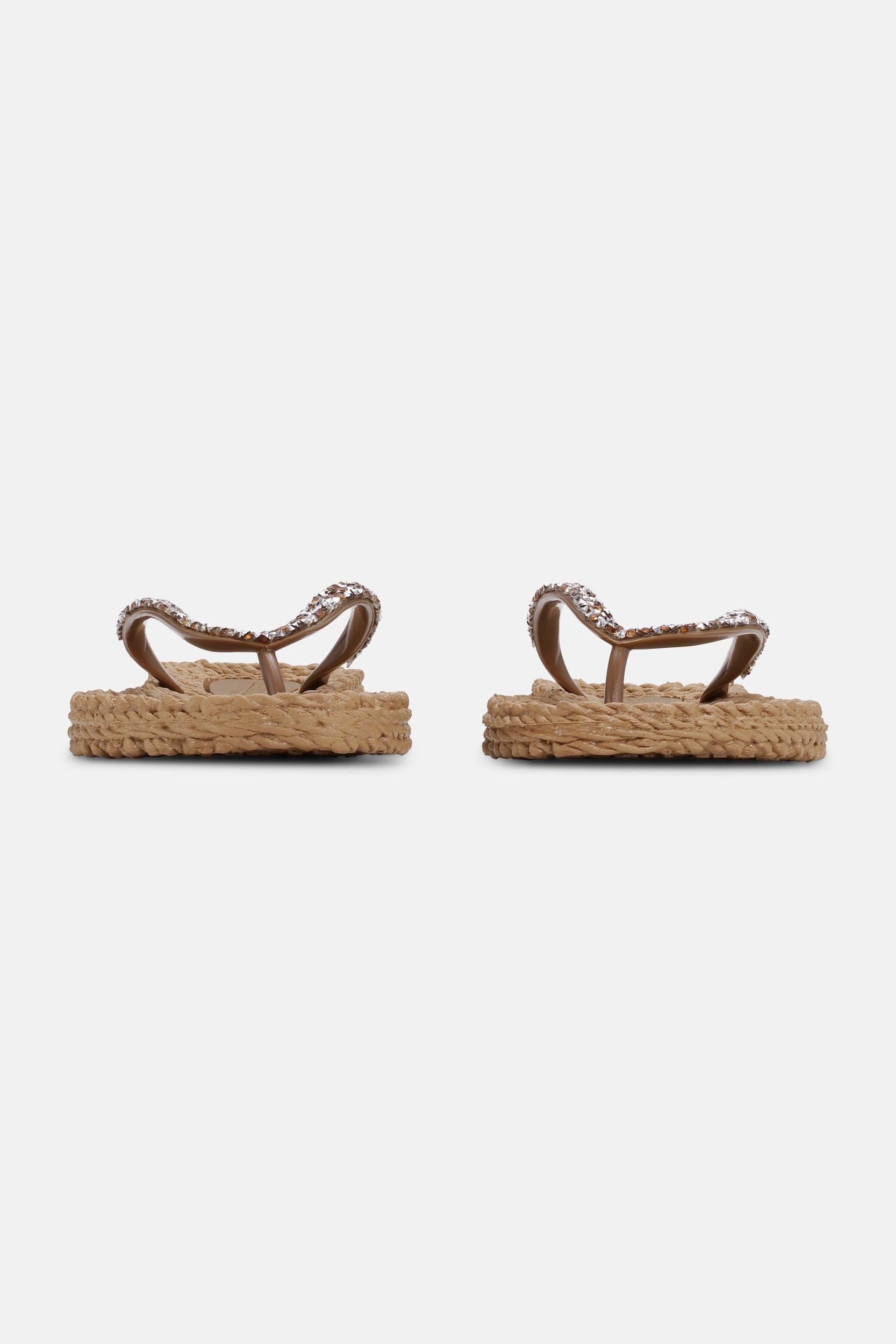 Slippers met zilveren mix strass steen CHEERFUL03G | Mocca | Flip Flop | Ilse Jacobsen