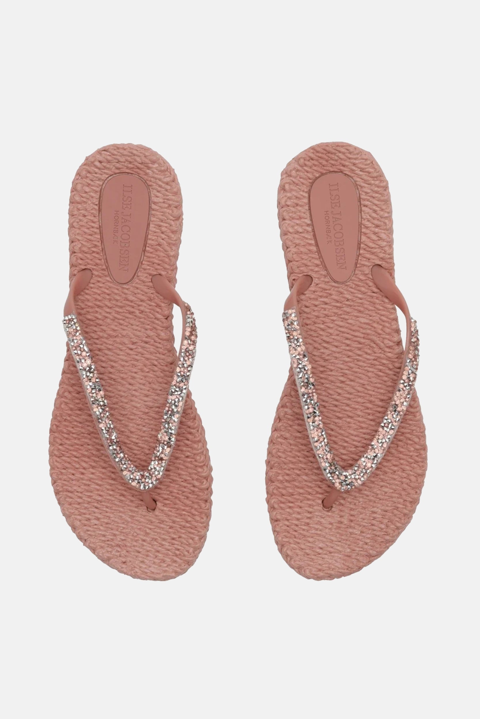 Slippers met zilveren mix strass steen CHEERFUL03G | Misty Rose | Flip Flop | Ilse Jacobsen