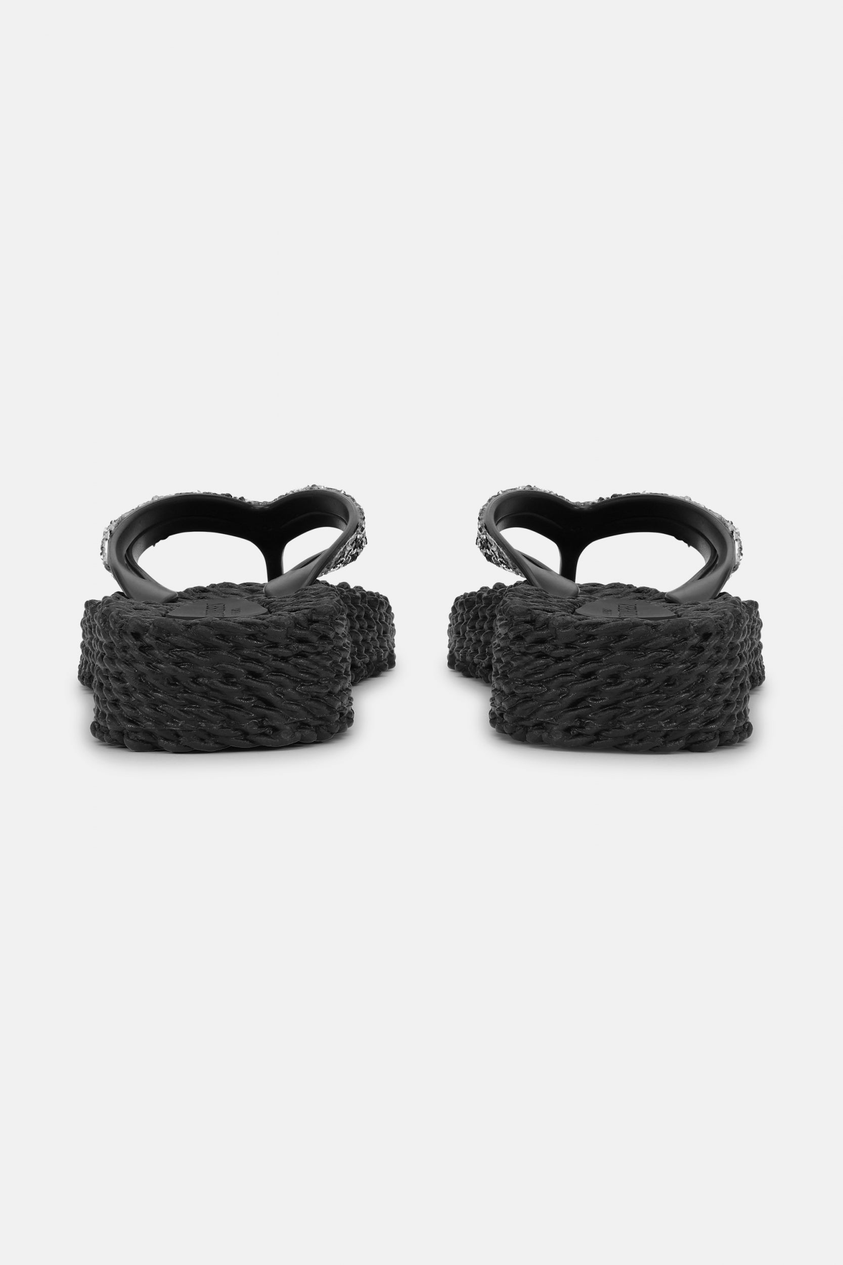 Platform slippers met zilveren mix strass steen CHEERFUL15 | Black | Flip Flop | Ilse Jacobsen