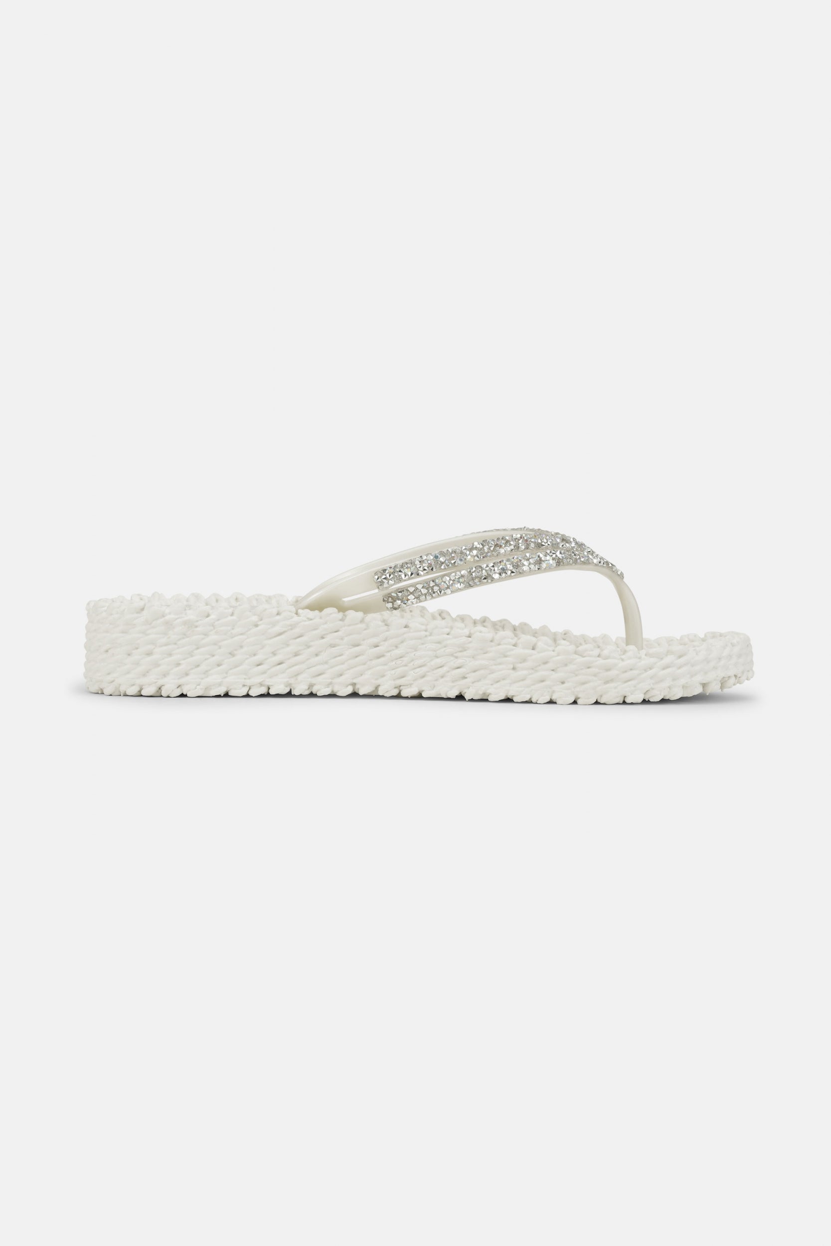 Platform slippers met zilveren mix strass steen CHEERFUL15 | Creme | Flip Flop | Ilse Jacobsen