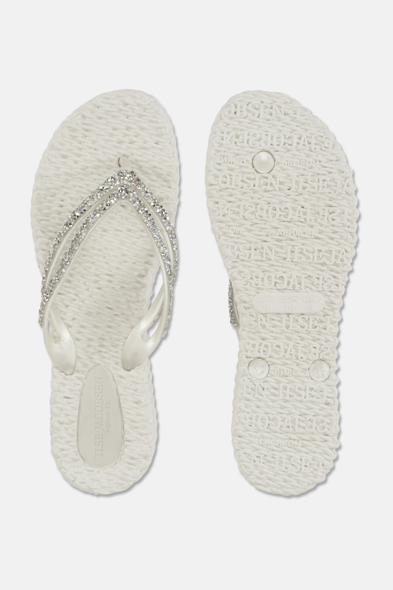 Platform slippers met zilveren mix strass steen CHEERFUL15 | Creme | Flip Flop | Ilse Jacobsen