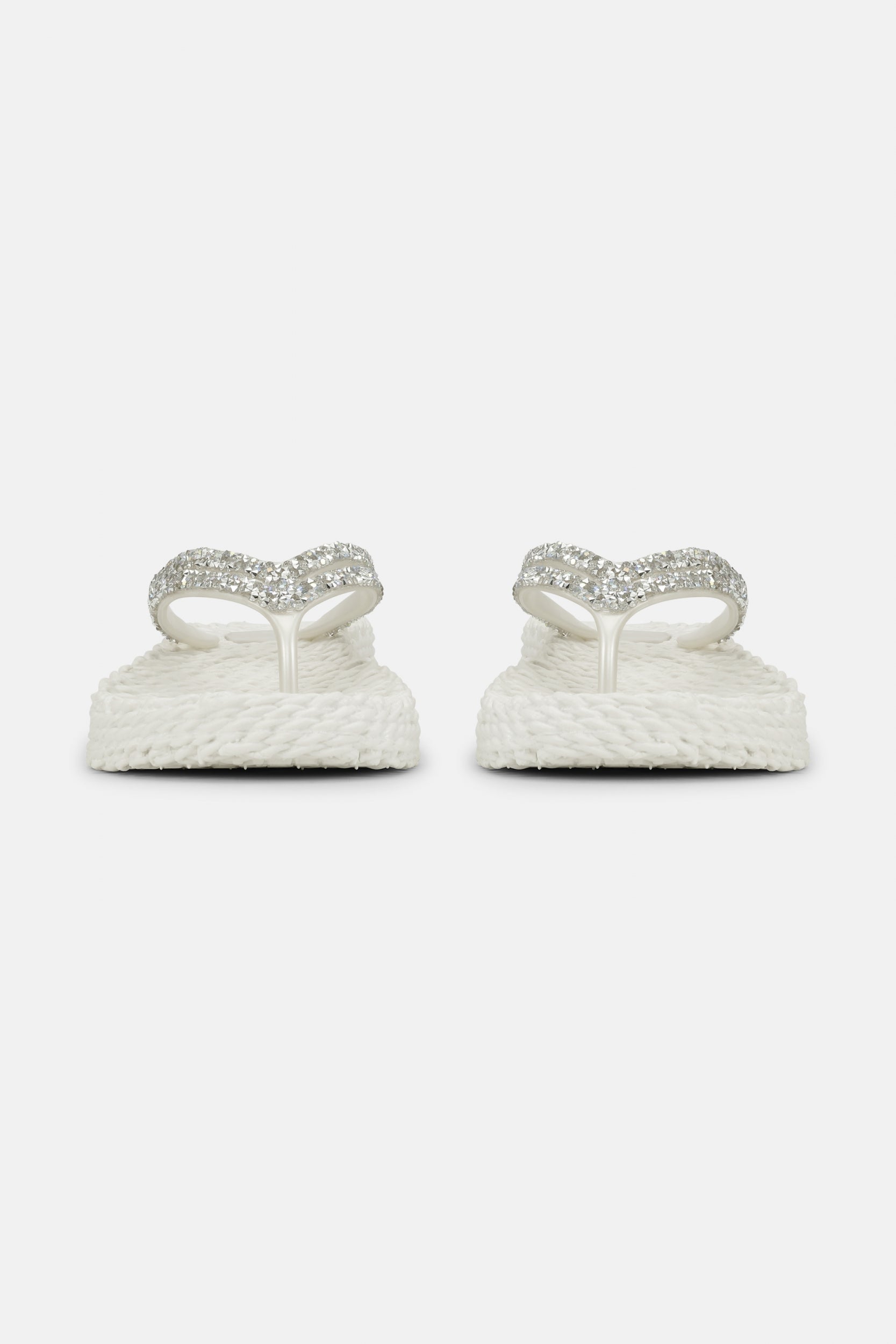 Platform slippers met zilveren mix strass steen CHEERFUL15 | Creme | Flip Flop | Ilse Jacobsen