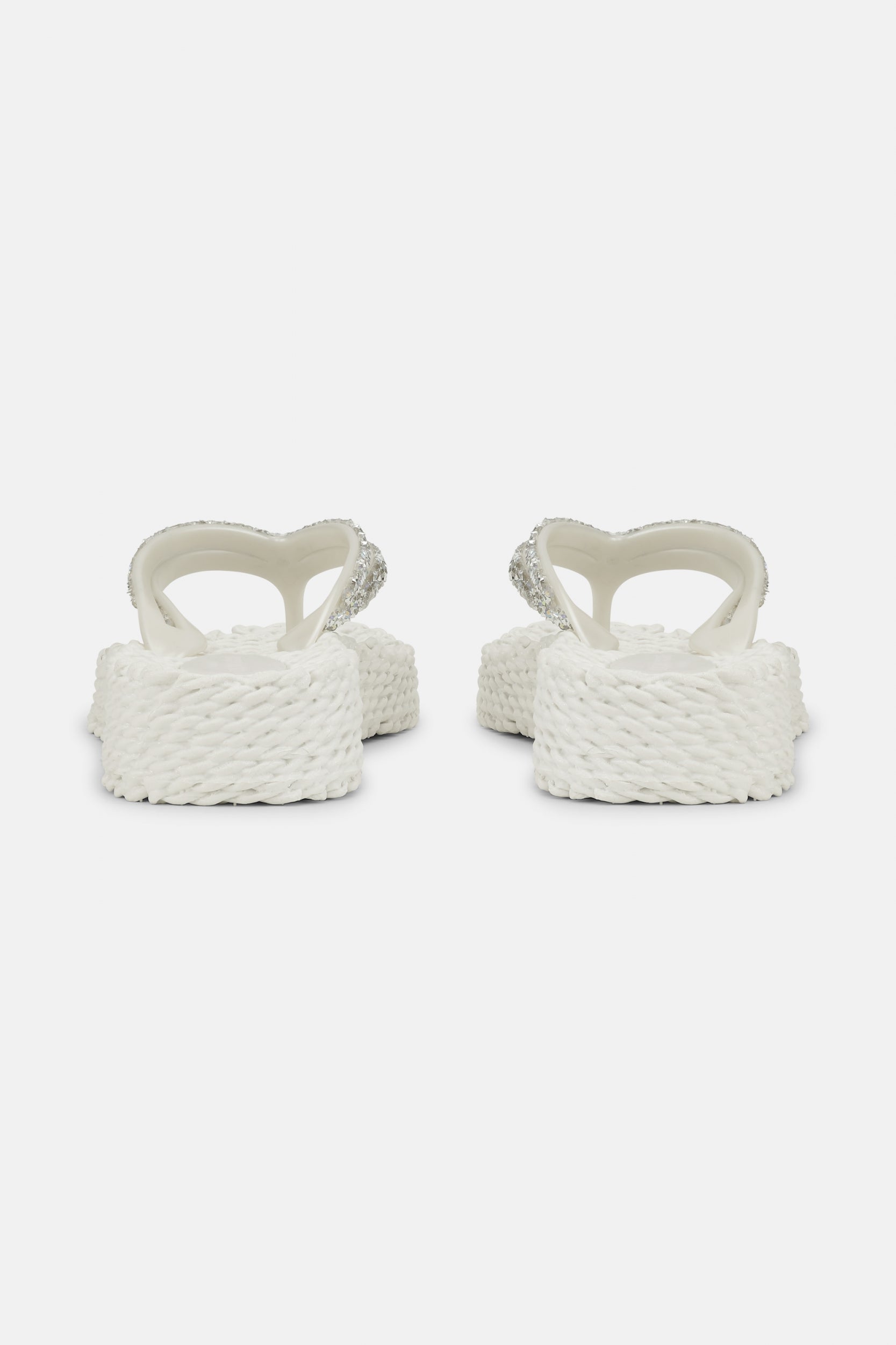 Platform slippers met zilveren mix strass steen CHEERFUL15 | Creme | Flip Flop | Ilse Jacobsen