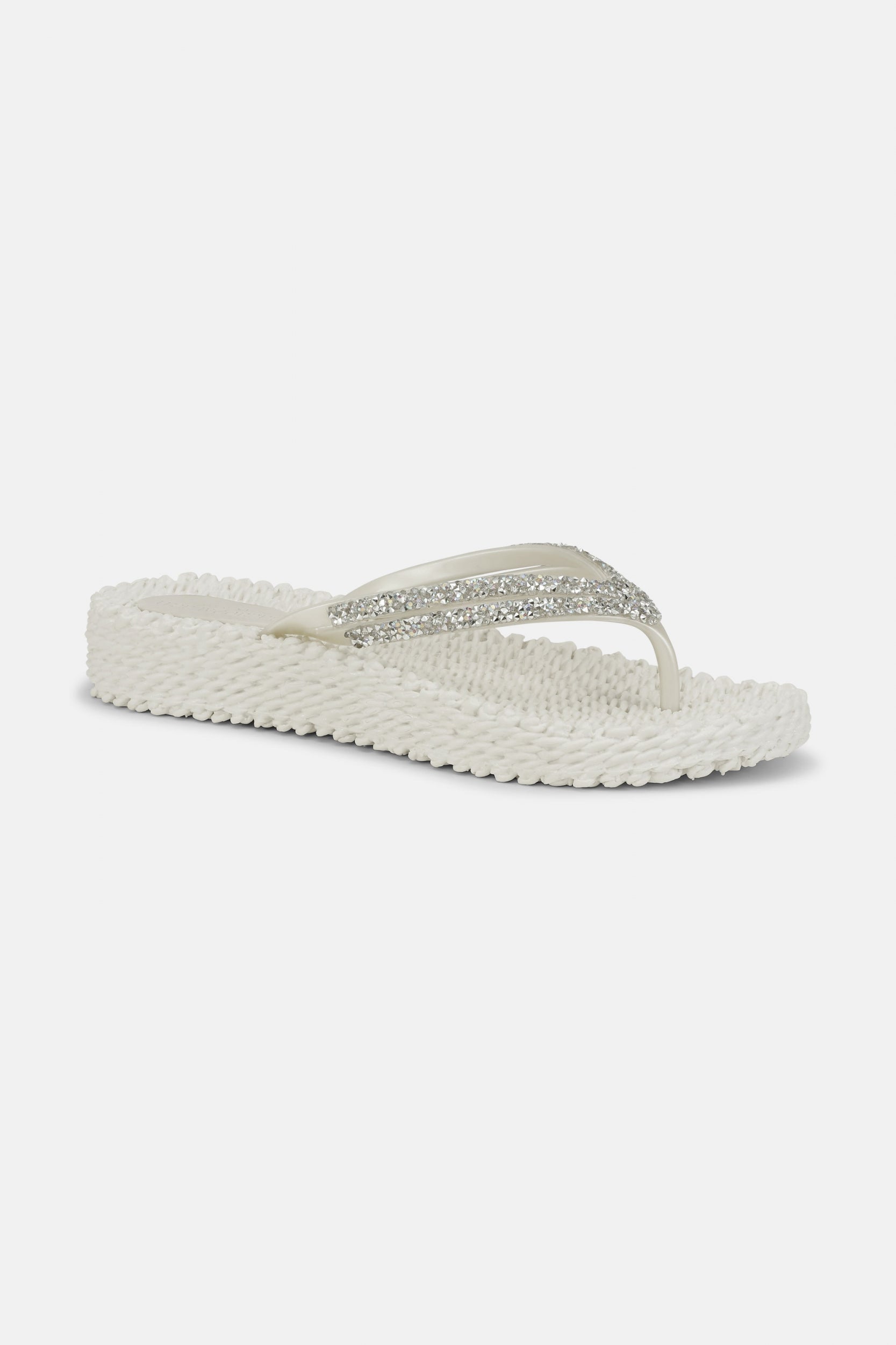 Platform slippers met zilveren mix strass steen CHEERFUL15 | Creme | Flip Flop | Ilse Jacobsen