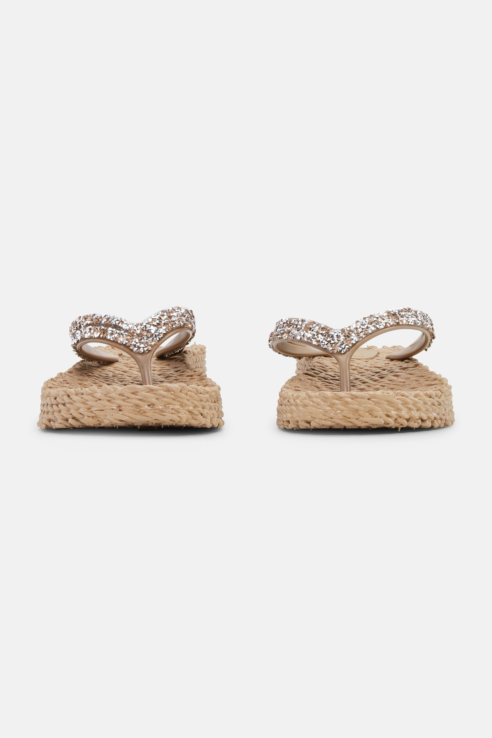 Platform slippers met zilveren mix strass steen CHEERFUL15 | Mocca | Flip Flop | Ilse Jacobsen