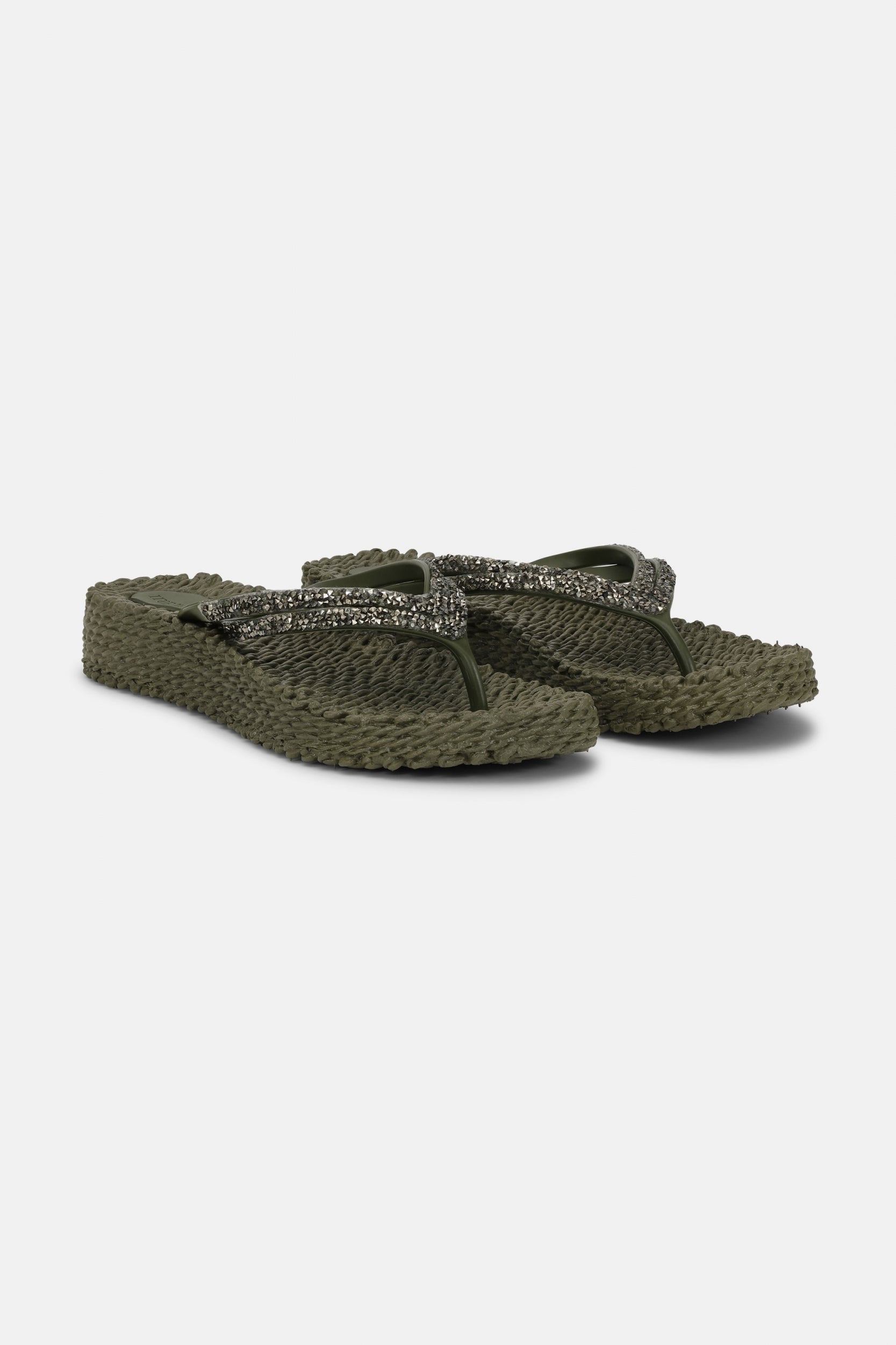 Platform slippers met zilveren mix strass steen CHEERFUL15 | Army | Flip Flop | Ilse Jacobsen