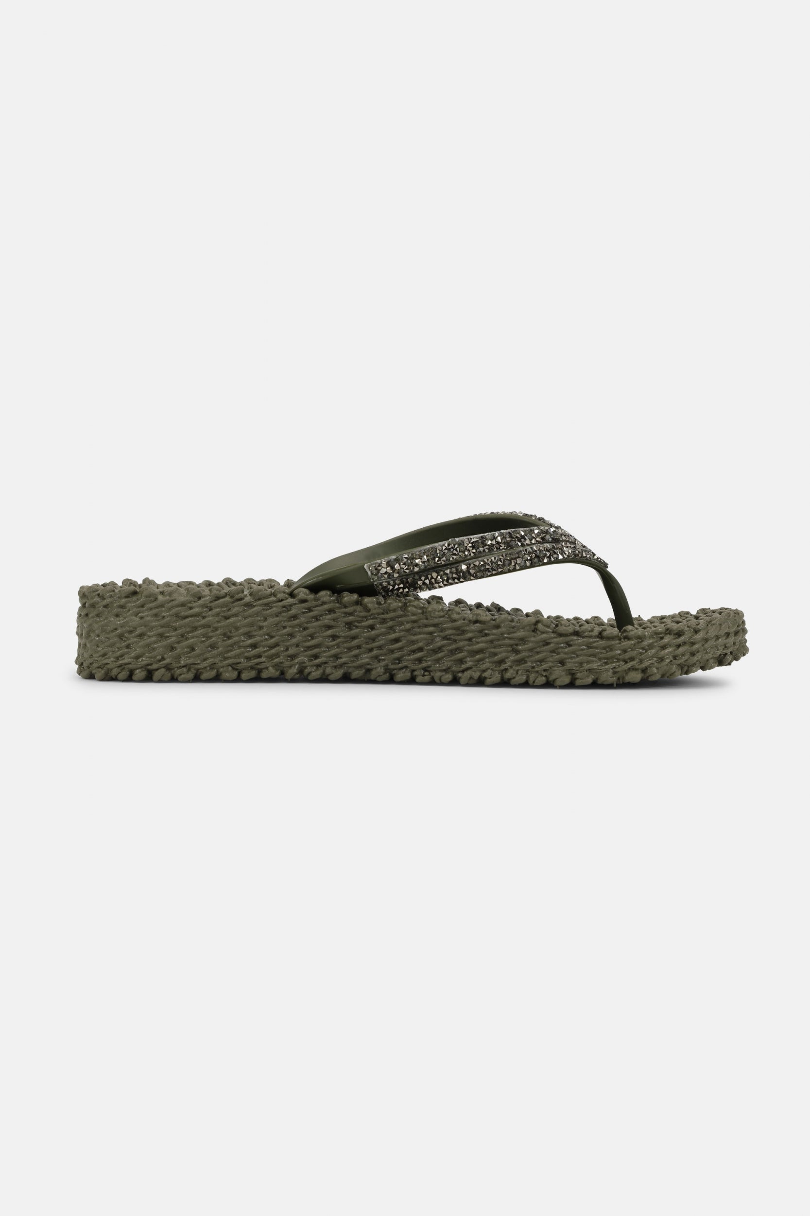 Platform slippers met zilveren mix strass steen CHEERFUL15 | Army | Flip Flop | Ilse Jacobsen