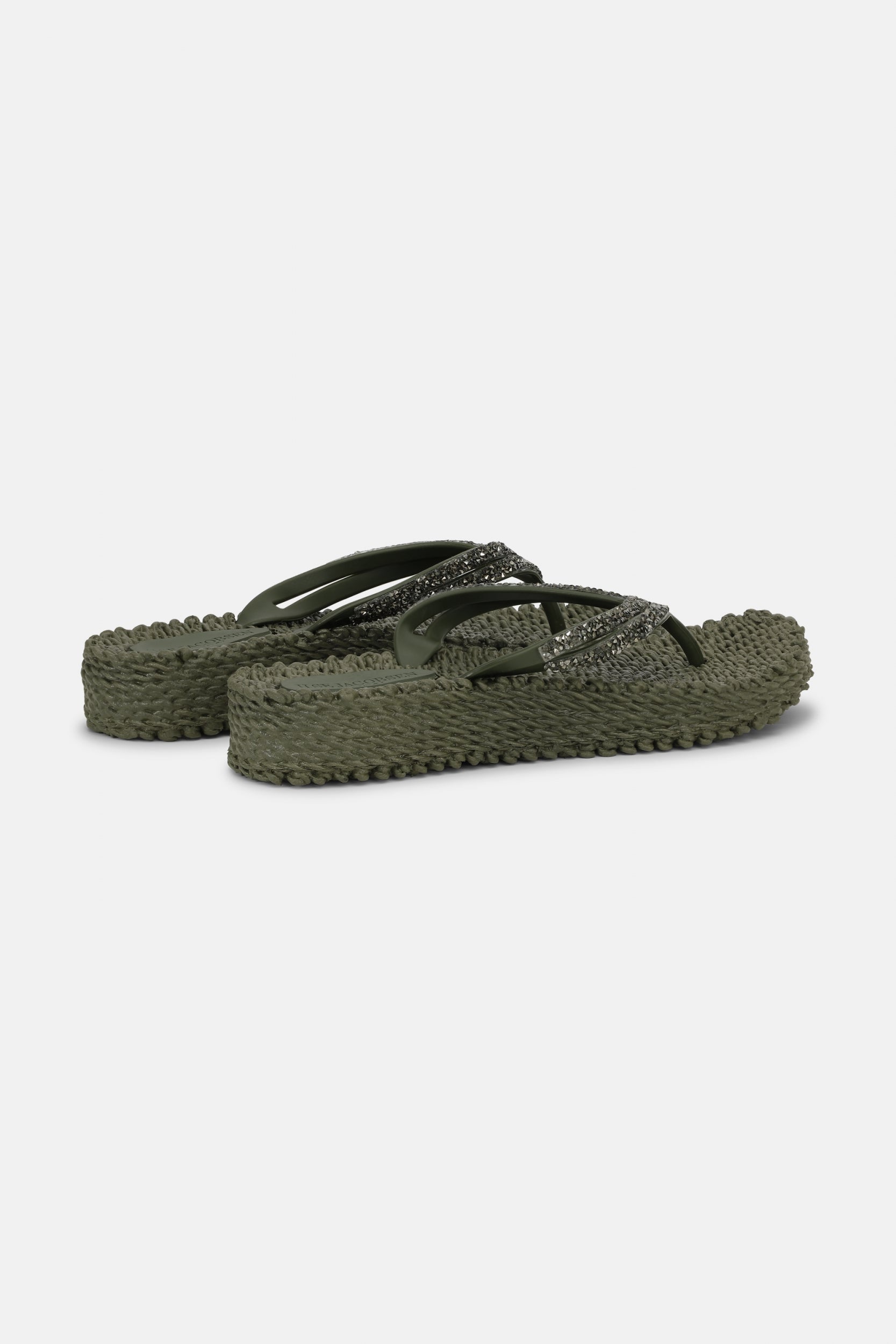 Platform slippers met zilveren mix strass steen CHEERFUL15 | Army | Flip Flop | Ilse Jacobsen