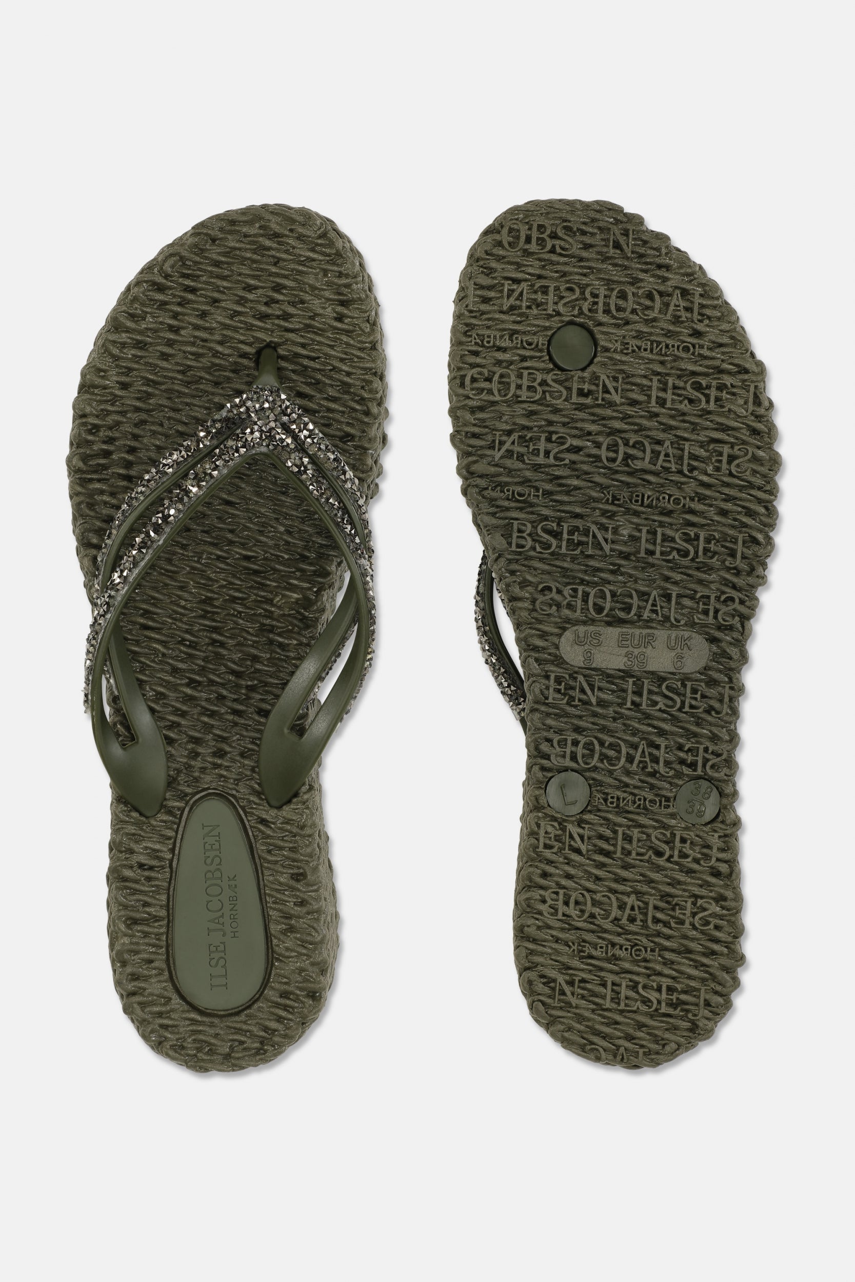 Platform slippers met zilveren mix strass steen CHEERFUL15 | Army | Flip Flop | Ilse Jacobsen