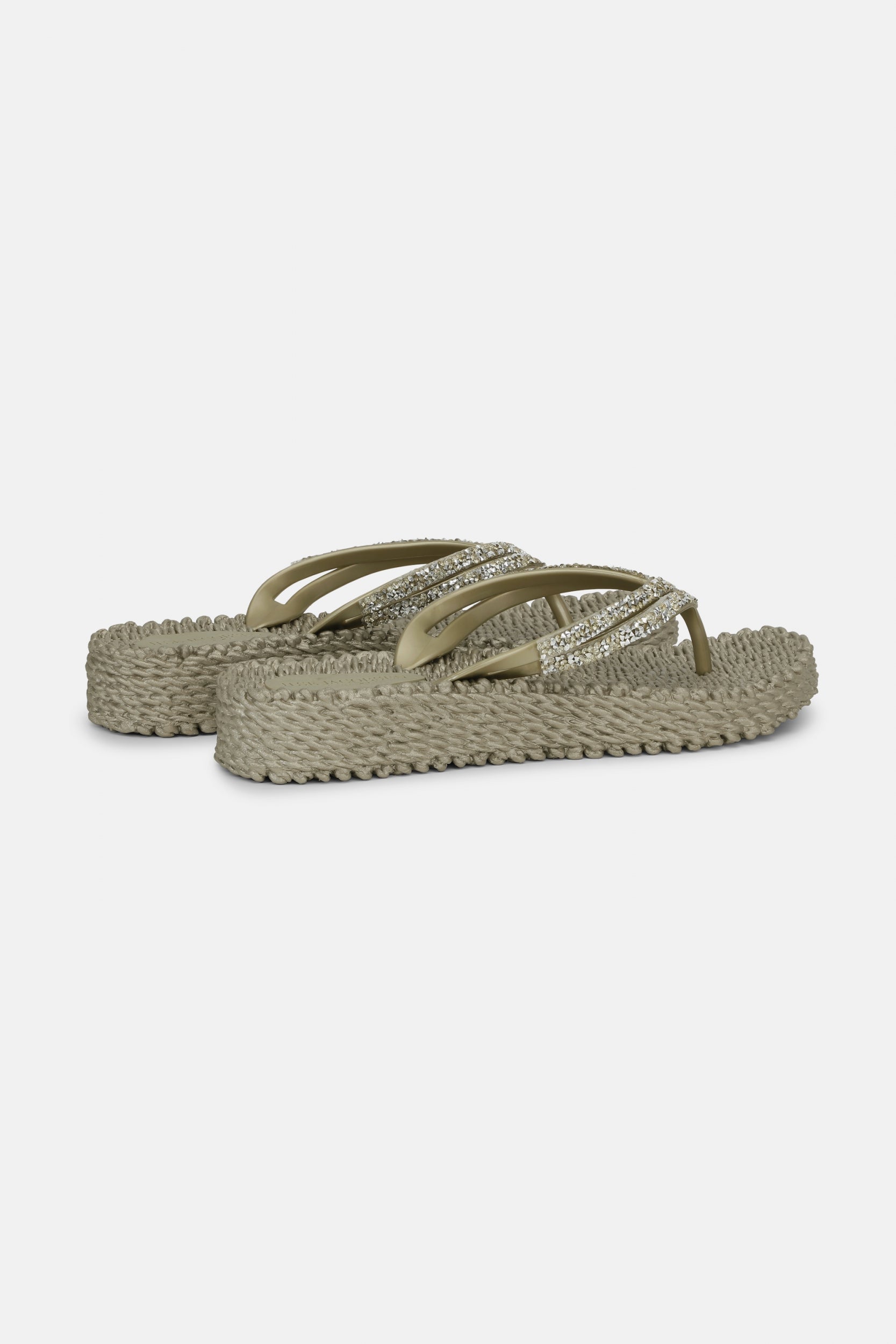 Platform slippers met zilveren mix strass steen CHEERFUL15 | Platin | Flip Flop | Ilse Jacobsen