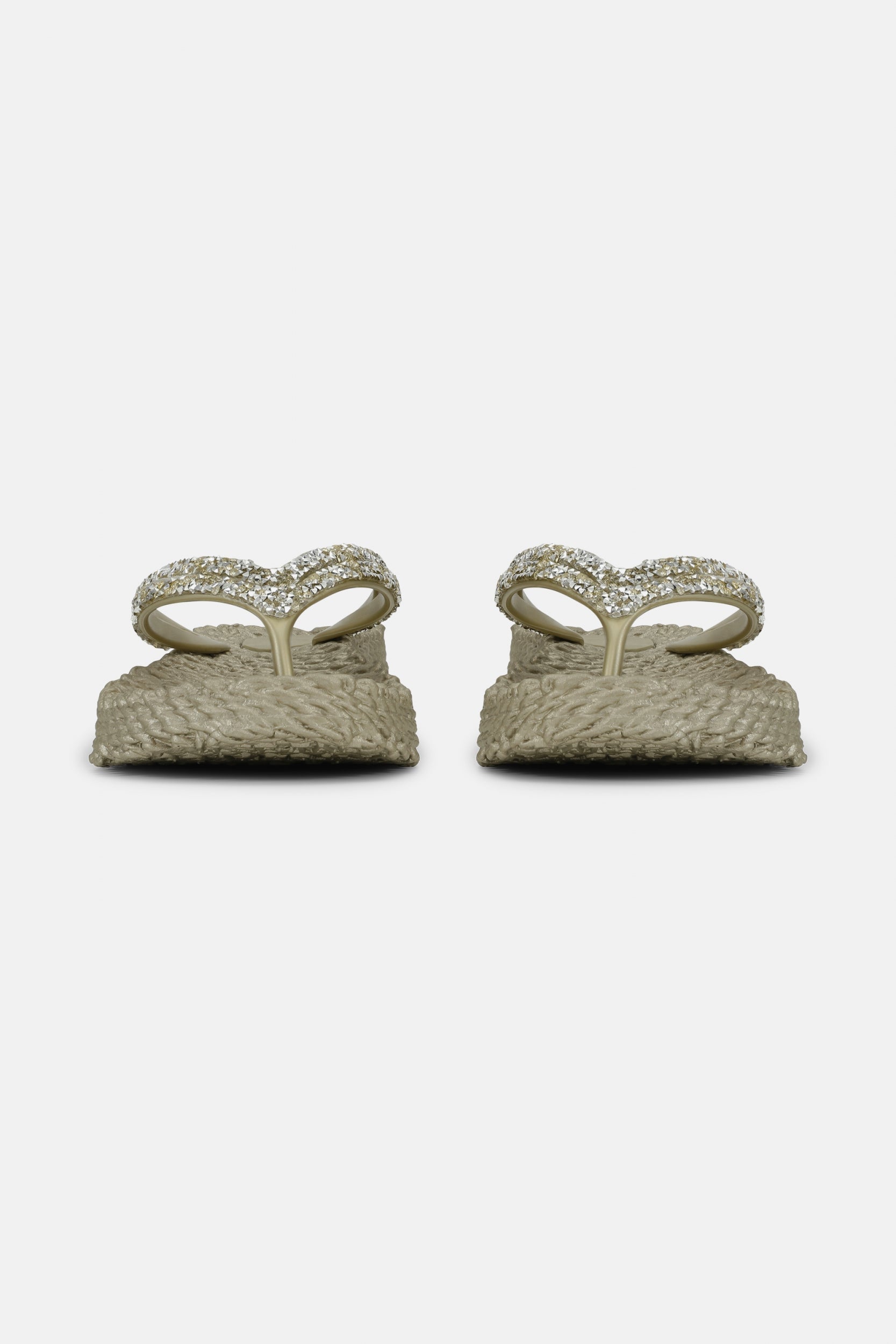 Platform slippers met zilveren mix strass steen CHEERFUL15 | Platin | Flip Flop | Ilse Jacobsen
