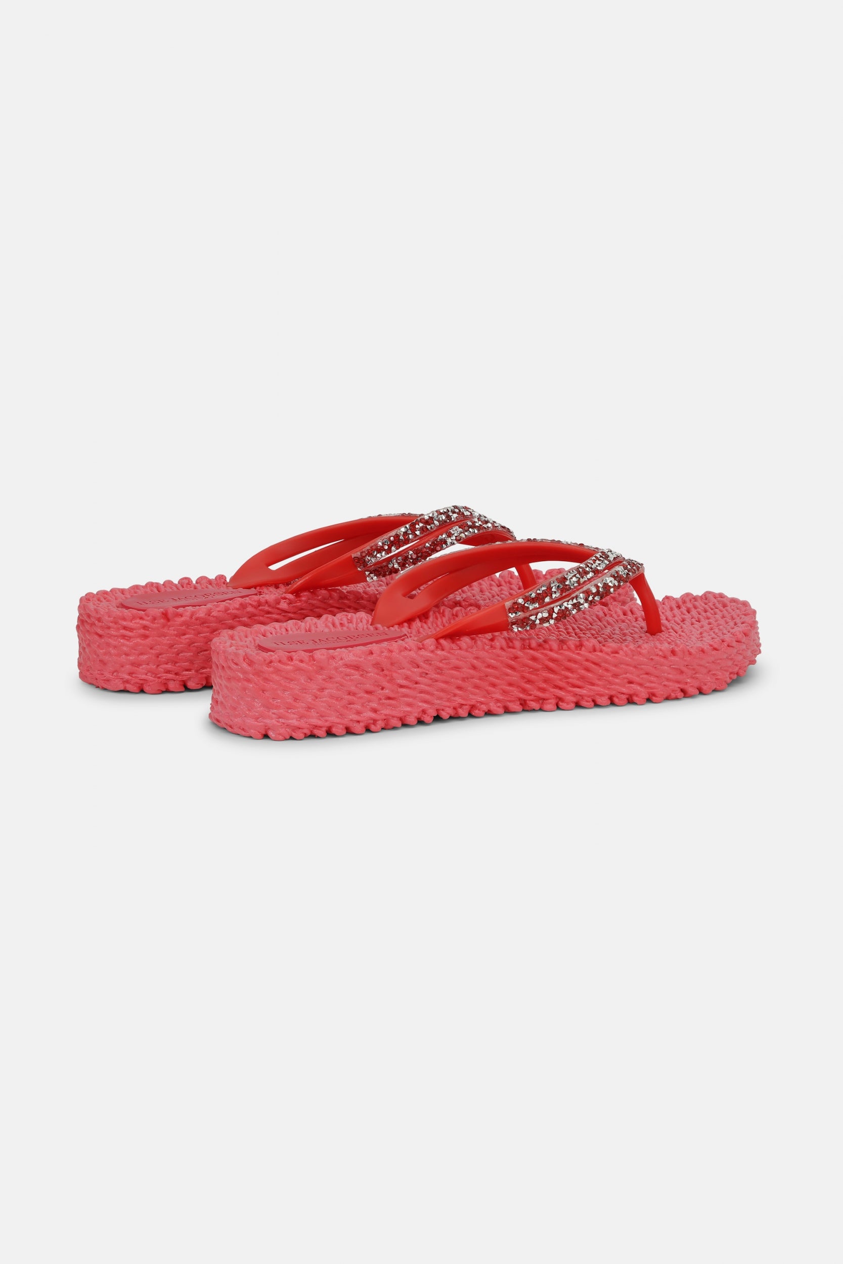 Platform slippers met zilveren mix strass steen CHEERFUL15 | Raspberry | Flip Flop | Ilse Jacobsen