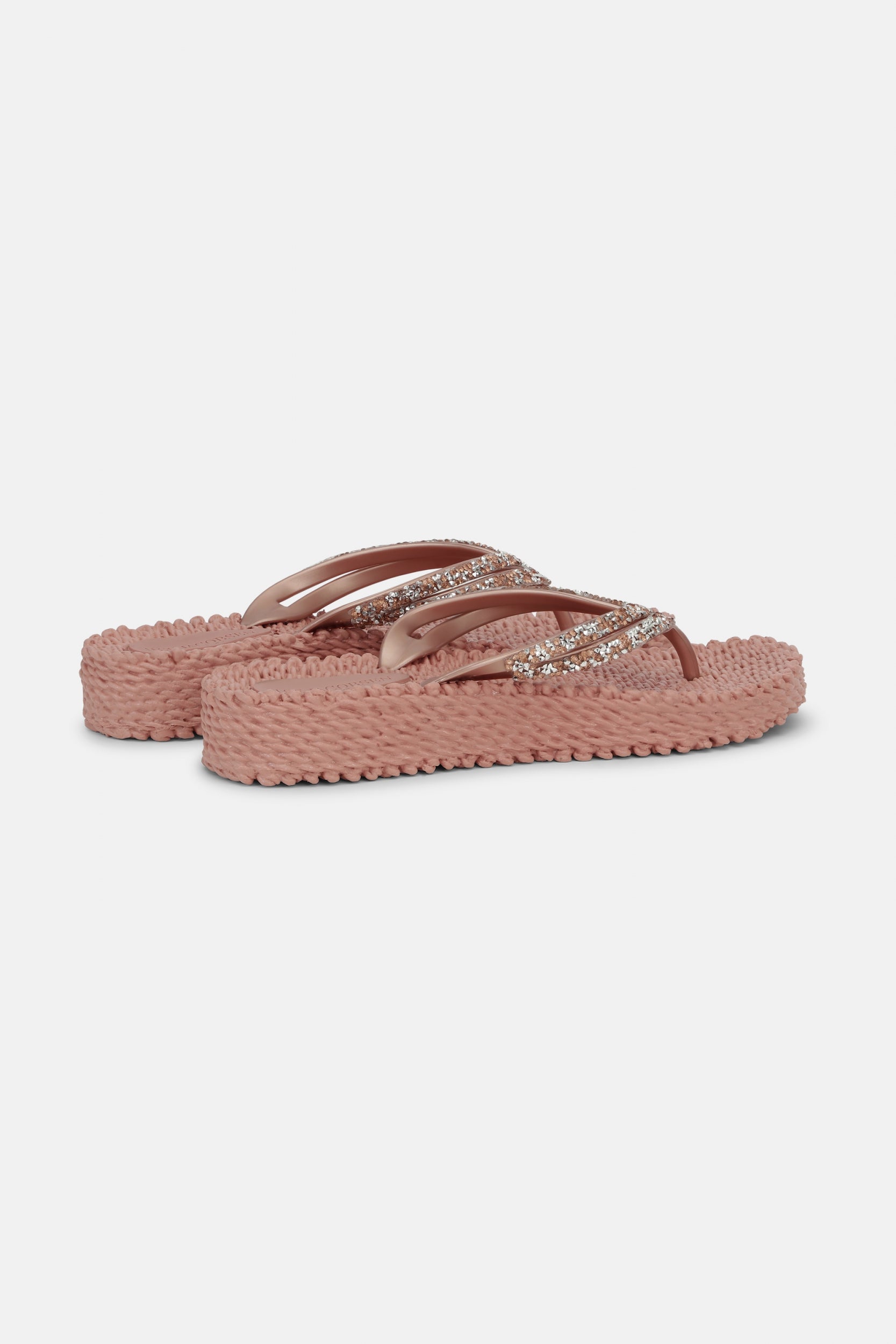 Platform slippers met zilveren mix strass steen CHEERFUL15 | Misty Rose | Flip Flop | Ilse Jacobsen