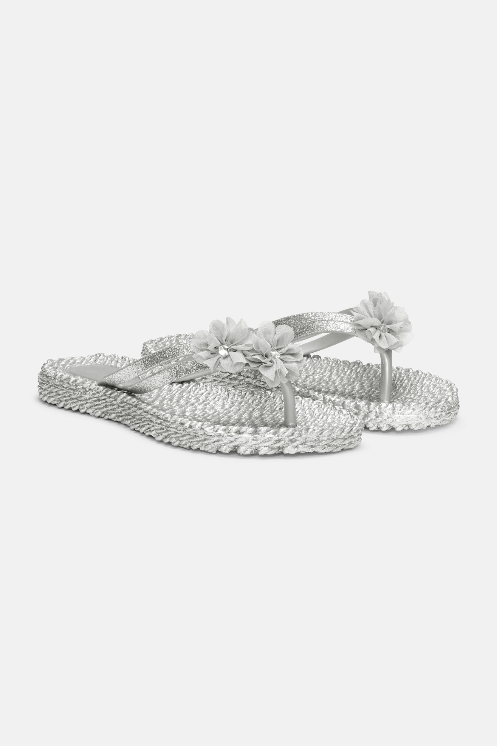 Slippers met Bloemen CHEERFUL18F | Silver | Shoes | Ilse Jacobsen