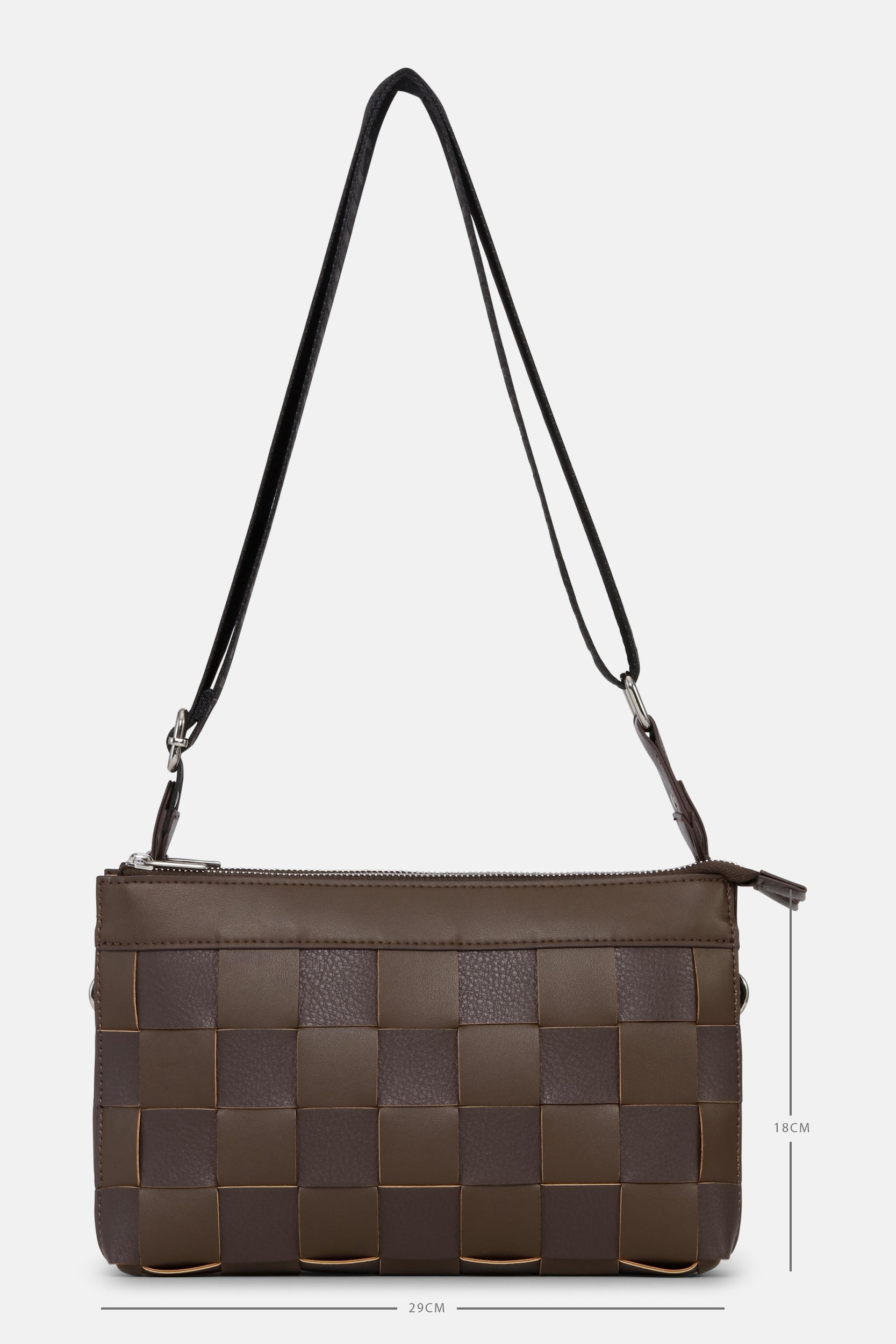 Gevlochten Cross-Body Tas CHIP12 | Chocolate Brown | Bag | Ilse Jacobsen