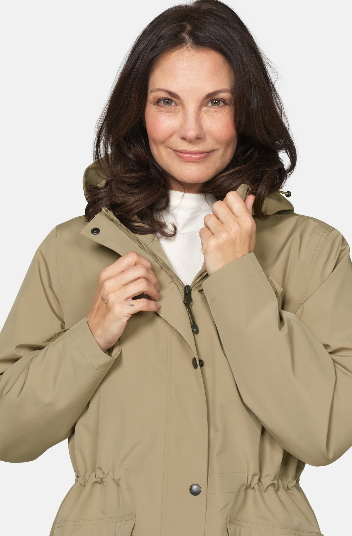 Gevoerde regenparka DASHRAIN01 | Greige | Jacket | Ilse Jacobsen