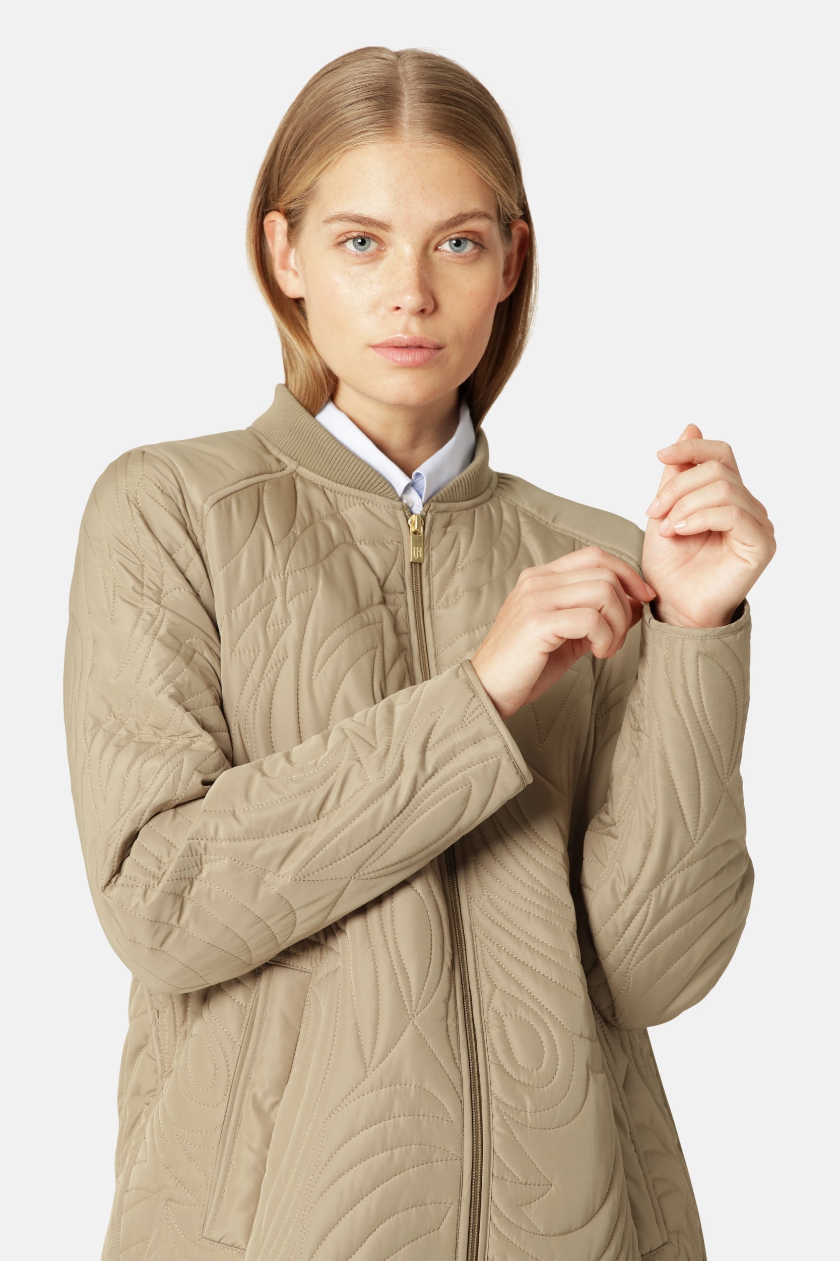 Lang Gewatteerd Jack DUNE06 | Greige | Coat | Ilse Jacobsen