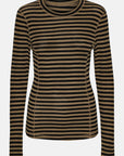 Gestreepte Ronde Hals Longsleeve MERI05ST - 248001 Mocca Black | Mocca Black | Blouse | Ilse Jacobsen