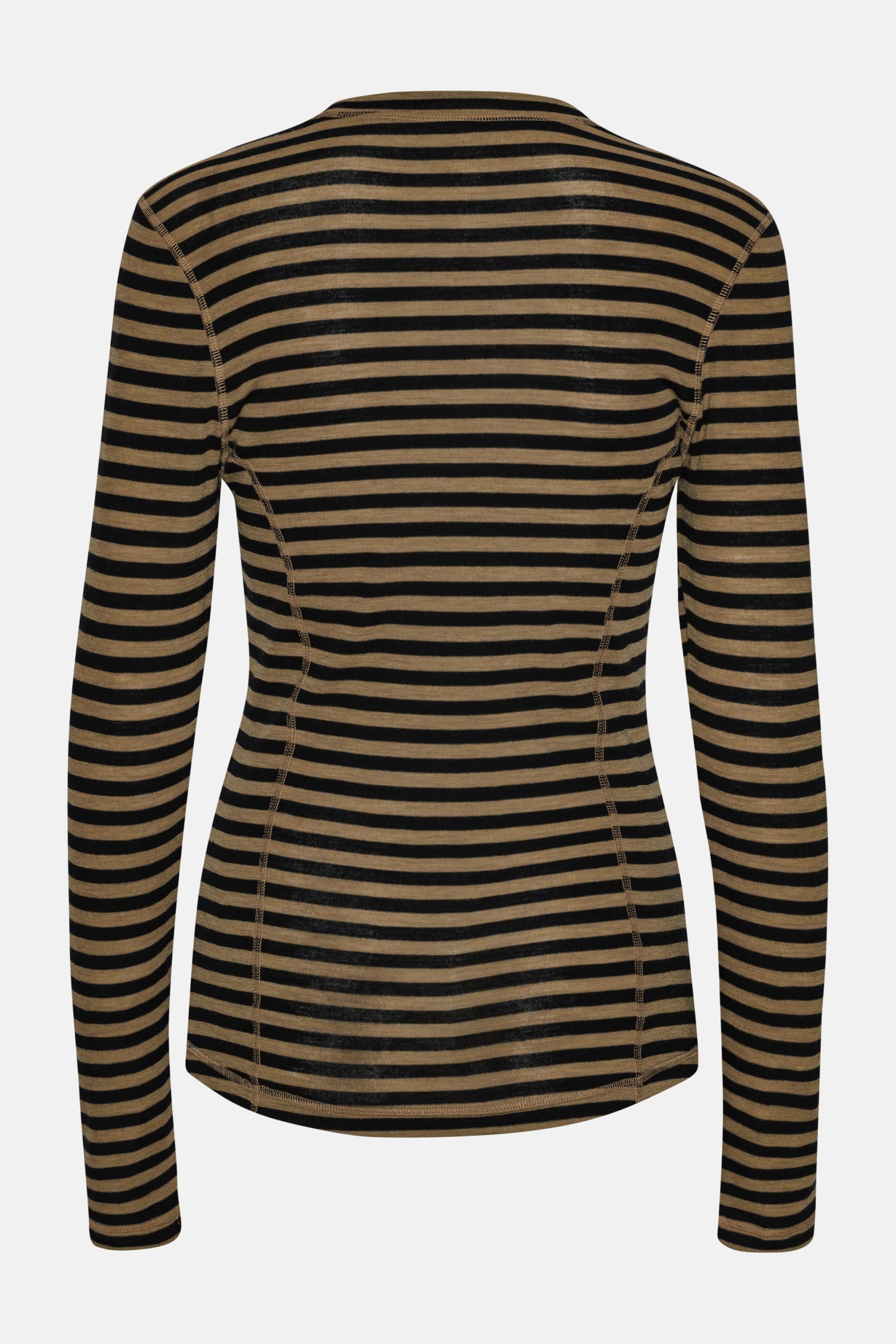 Gestreepte Ronde Hals Longsleeve MERI05ST | Mocca Black | Blouse | Ilse Jacobsen
