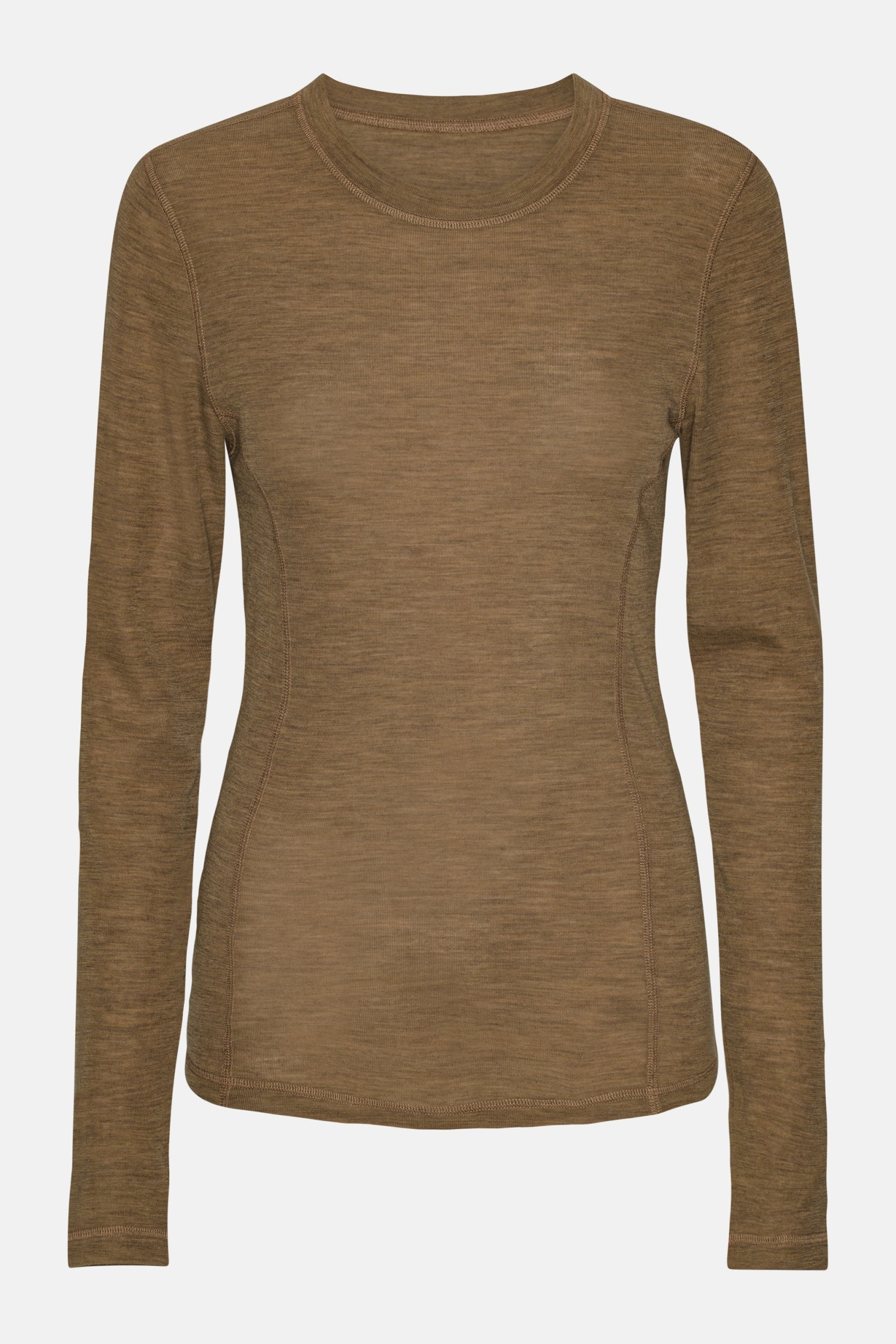 Ronde Hals Longsleeve MERI05 | Mocca | Blouse | Ilse Jacobsen