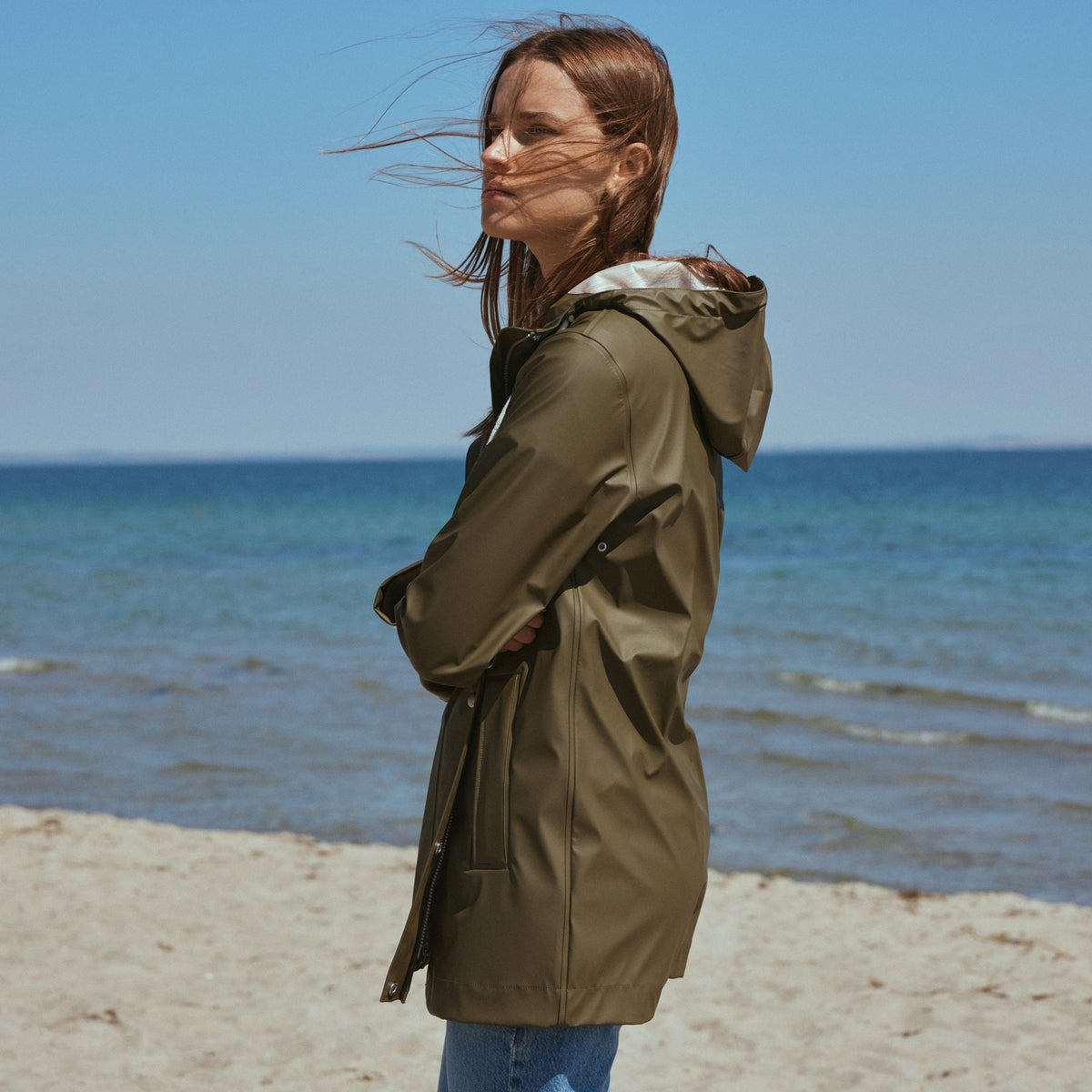 Korte regenjas RAIN228FR | Army | Raincoat | Ilse Jacobsen
