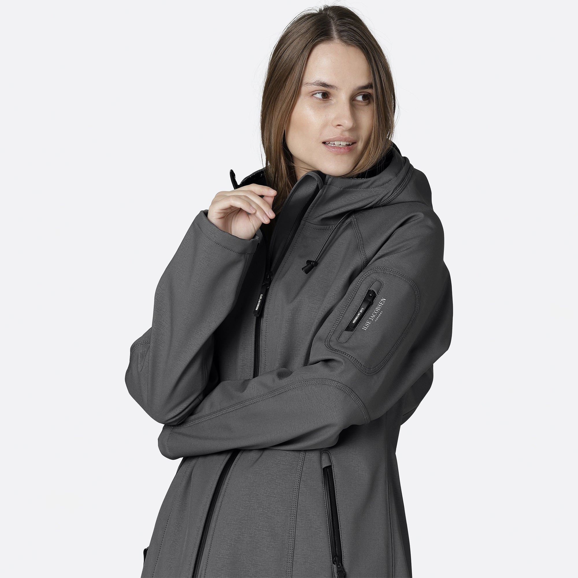 Softshell Regenjas Lang RAIN37L | Dark Shadow | Raincoat | Ilse Jacobsen
