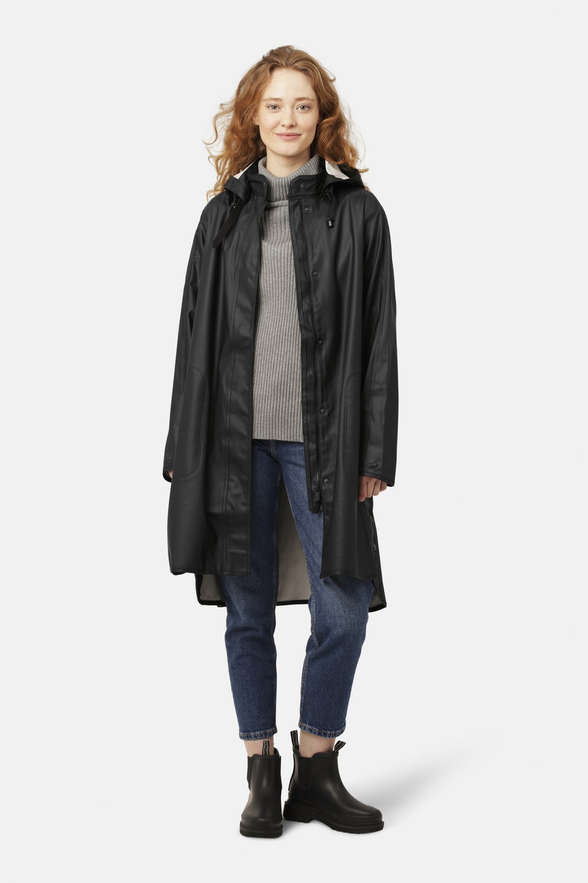 Regenjas in A-lijn RAIN71 | Black | Raincoat | Ilse Jacobsen
