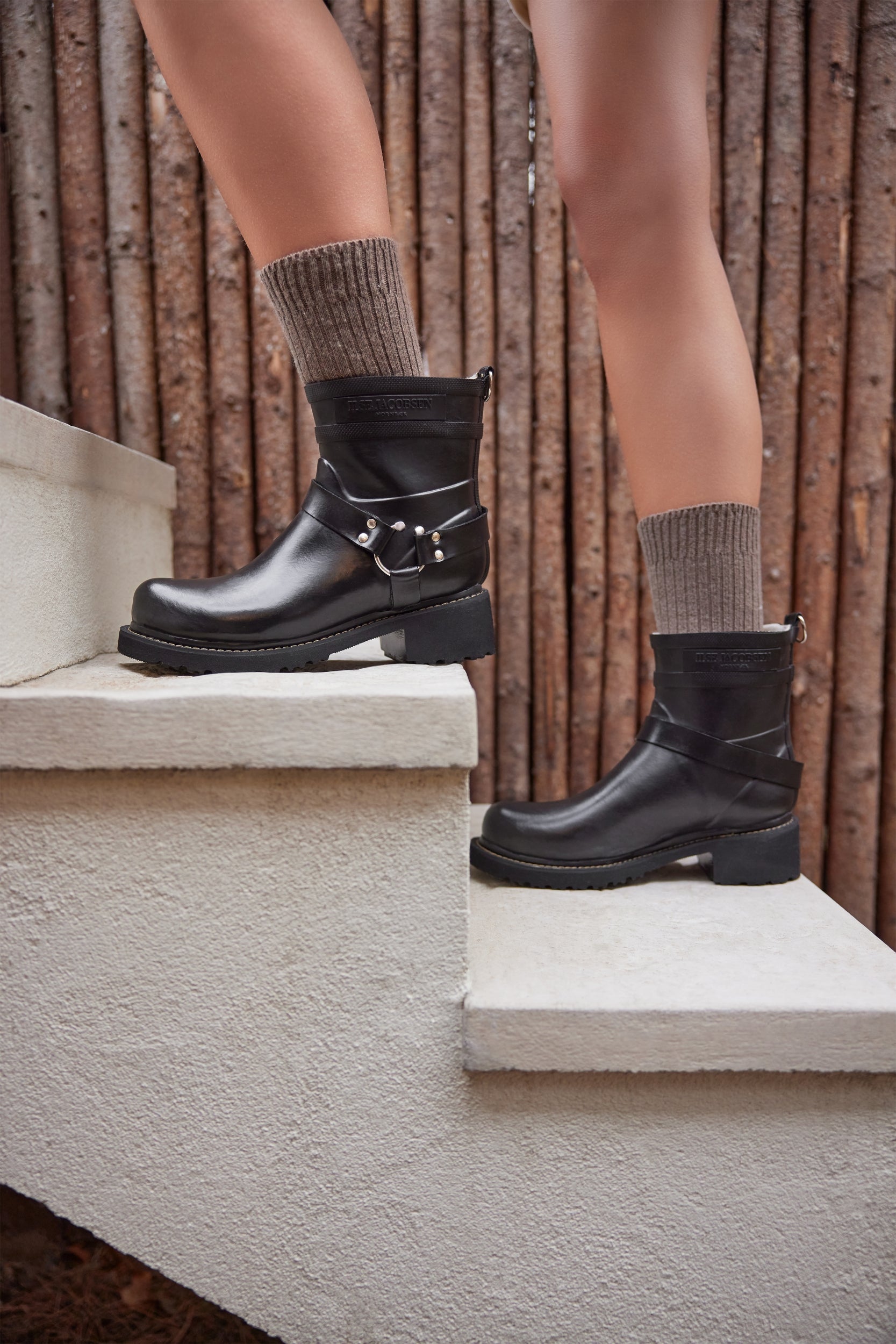 Korte Biker regenlaarzen RUB54 | Black Black | Boots | Ilse Jacobsen