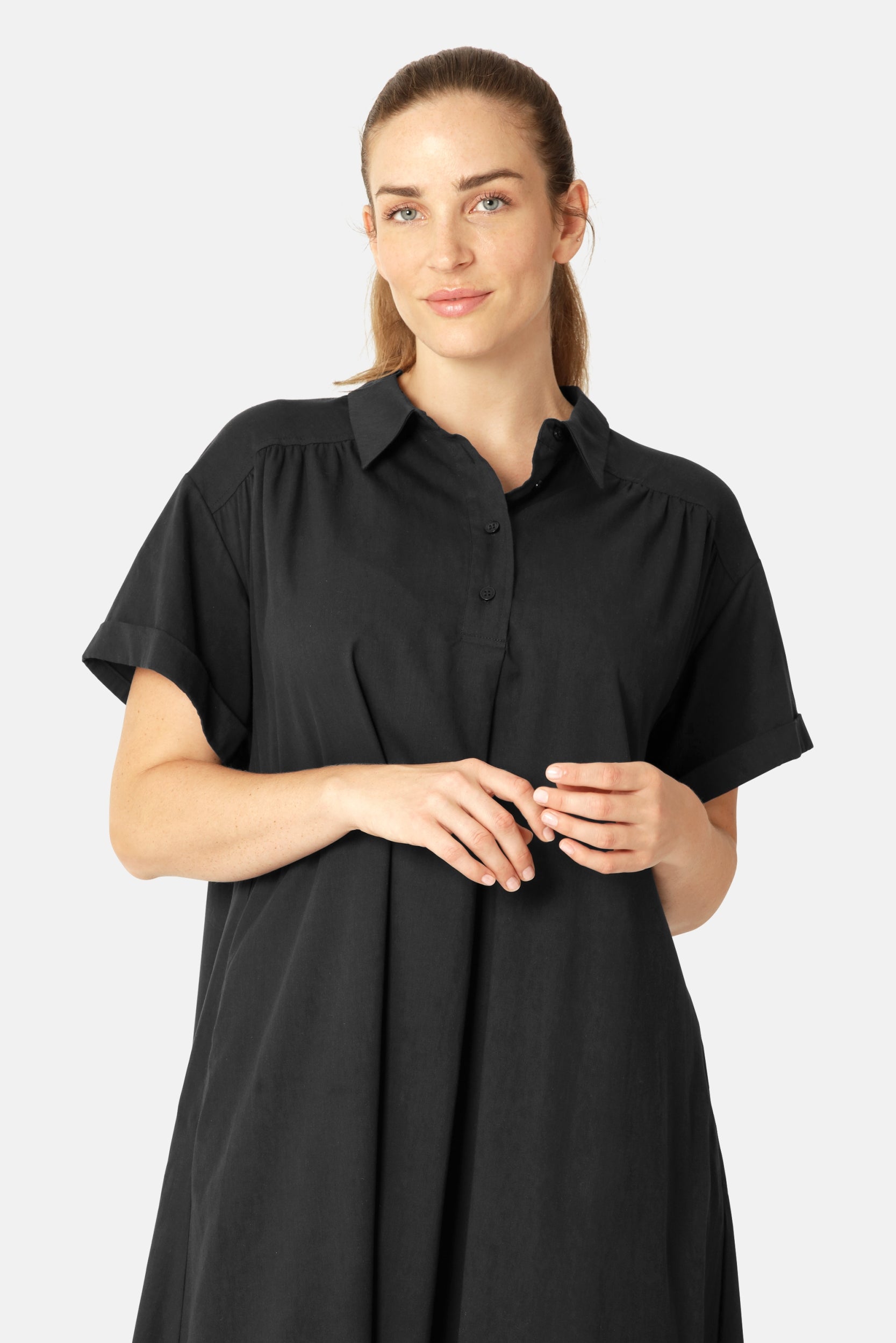 Lange A-lijn Jurk TENCELLA01 | Dark Indigo | Dress | Ilse Jacobsen