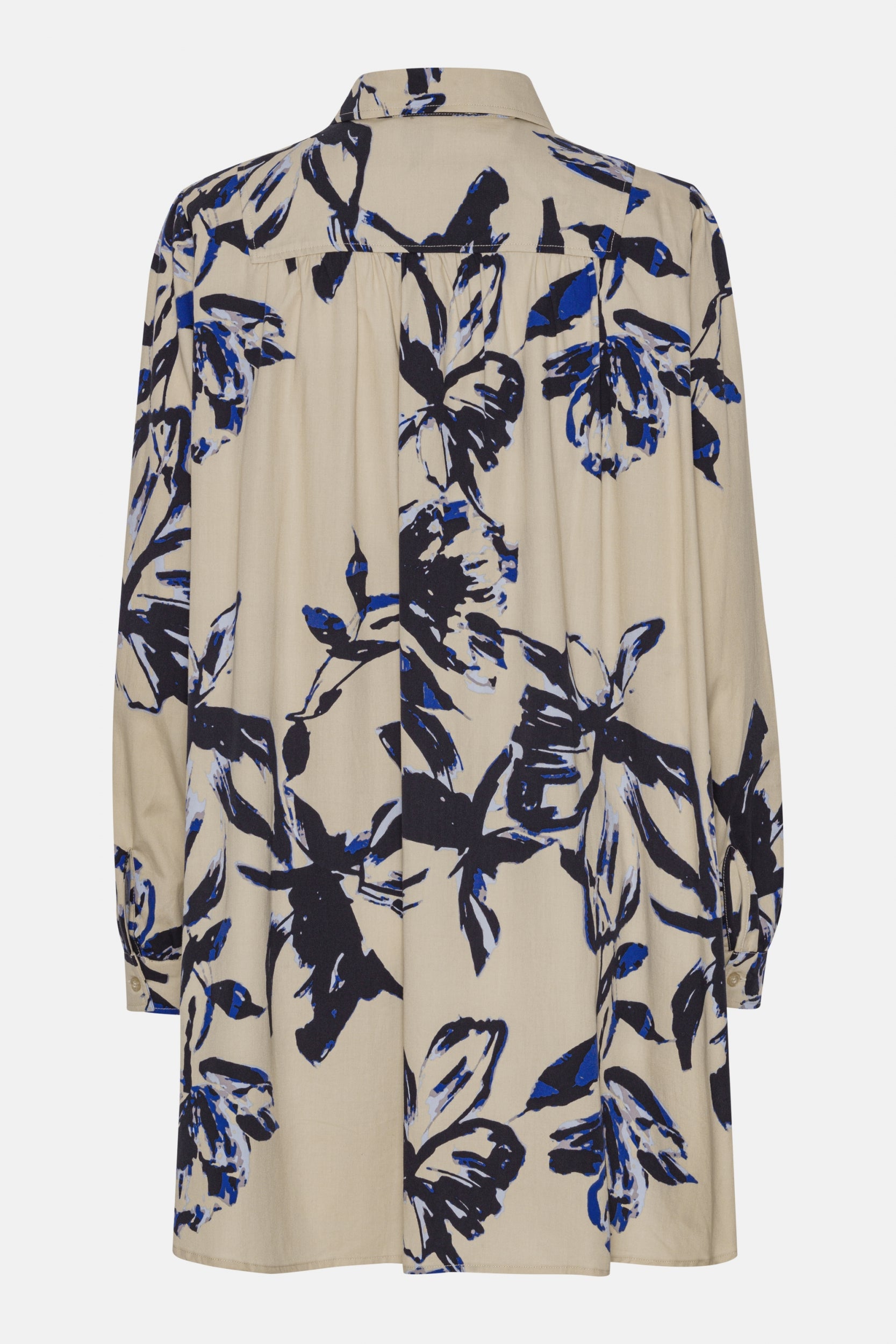 Lange Mouwen Tuniekjurk TENCELLA06P | Sand Artsy Stroke Flower | Shirt | Ilse Jacobsen