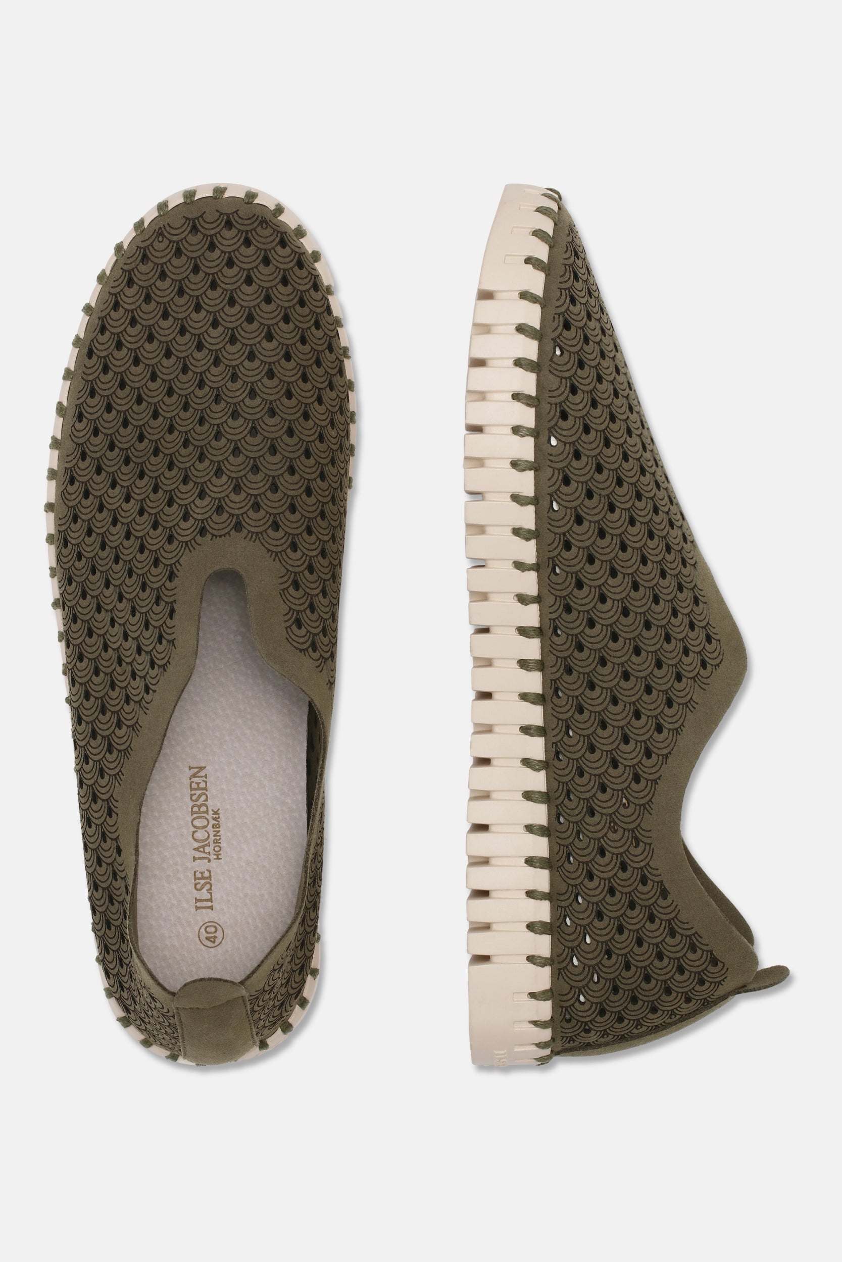 Instappers TULIP3275 beige zool | Deep Olive | Shoes | Ilse Jacobsen