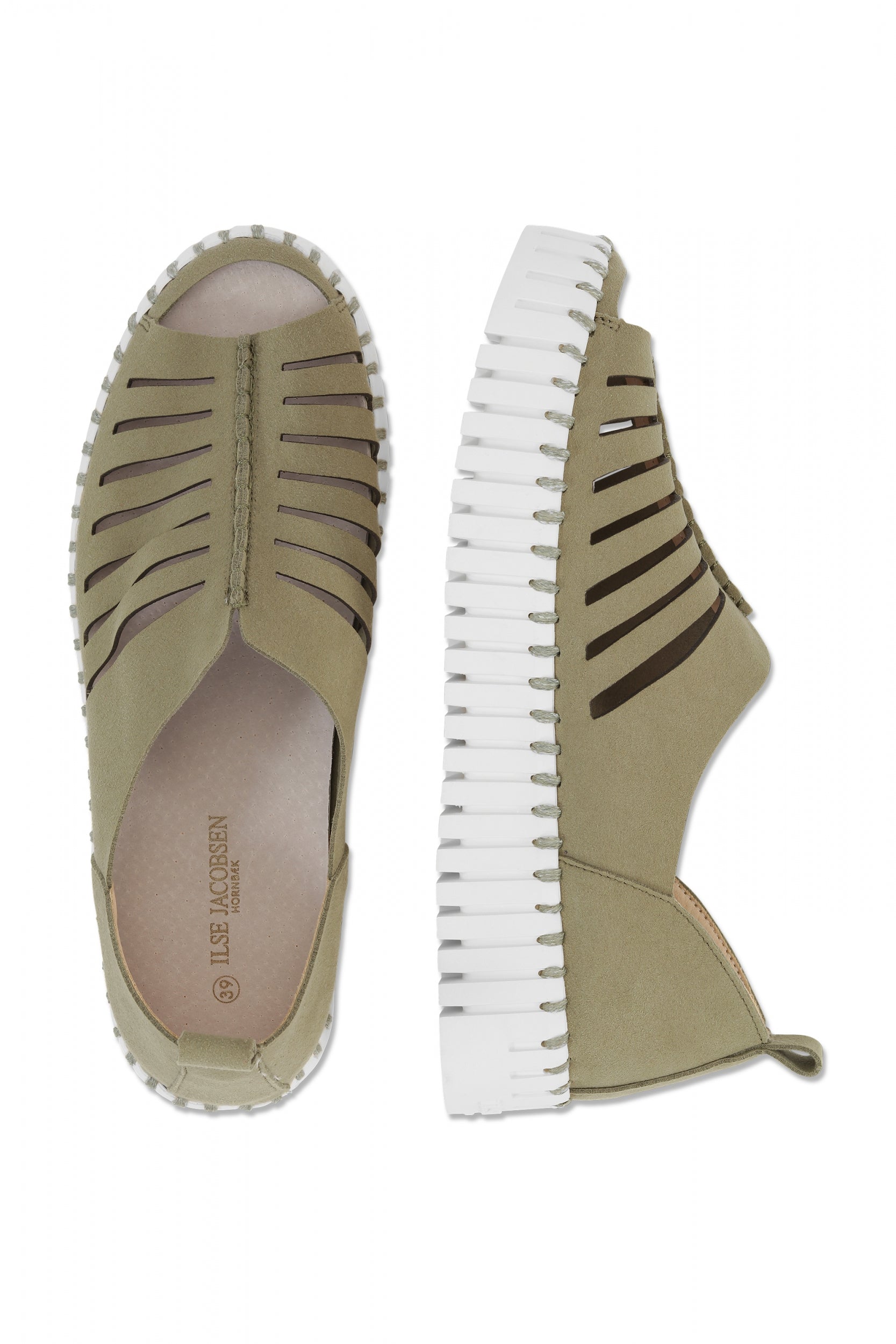 Instapsandalen TULIP9376W witte zool | Army | Shoes | Ilse Jacobsen