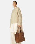 Reversible Tote bag BAG08 M | Burnt Caramel Metallic Brown | Bag | Ilse Jacobsen