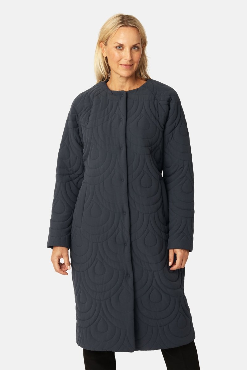 Lang Gewatteerde Jas BLOSSOM01 | Dark Indigo | Jacket | Ilse Jacobsen