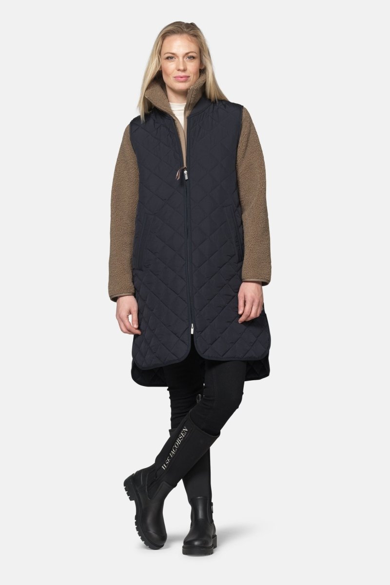 Lange gewatteerde bodywarmer ART25 | Dark Indigo | Jacket | Ilse Jacobsen