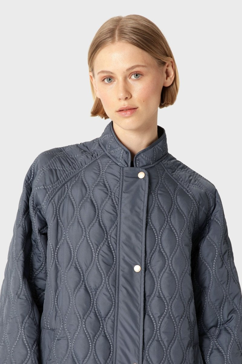 Lange Gewatteerde Jas AROS05 | Ombre Blue | Jacket | Ilse Jacobsen