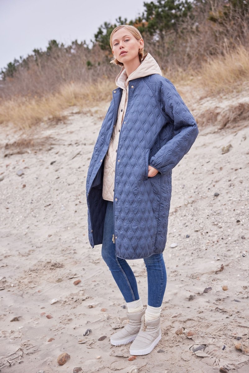 Lange Gewatteerde Jas AROS05 | Ombre Blue | Jacket | Ilse Jacobsen