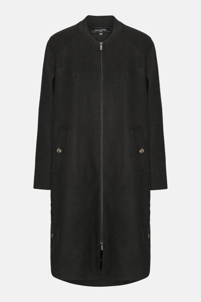 Lange Jas WOOLEN02 | Black | Coat | Ilse Jacobsen
