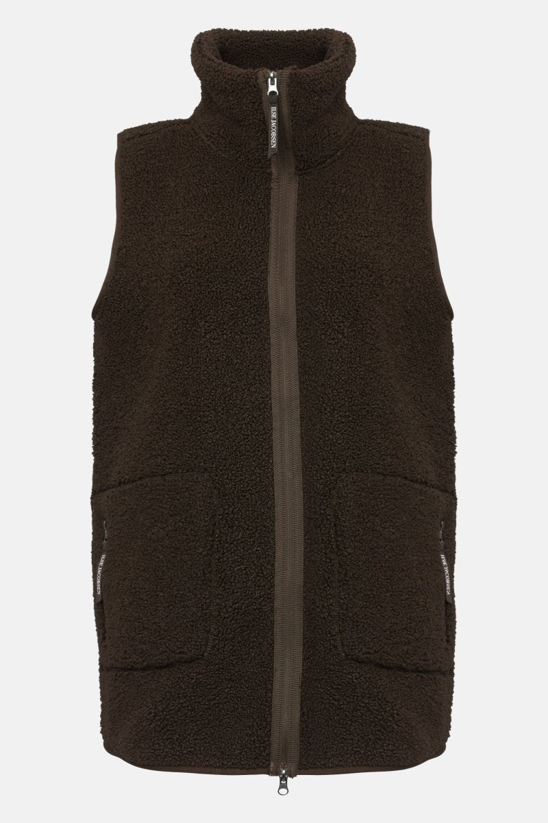 Lange teddy bodywarmer BONDEDPILE02 | Chocolate Torte | Jacket | Ilse Jacobsen
